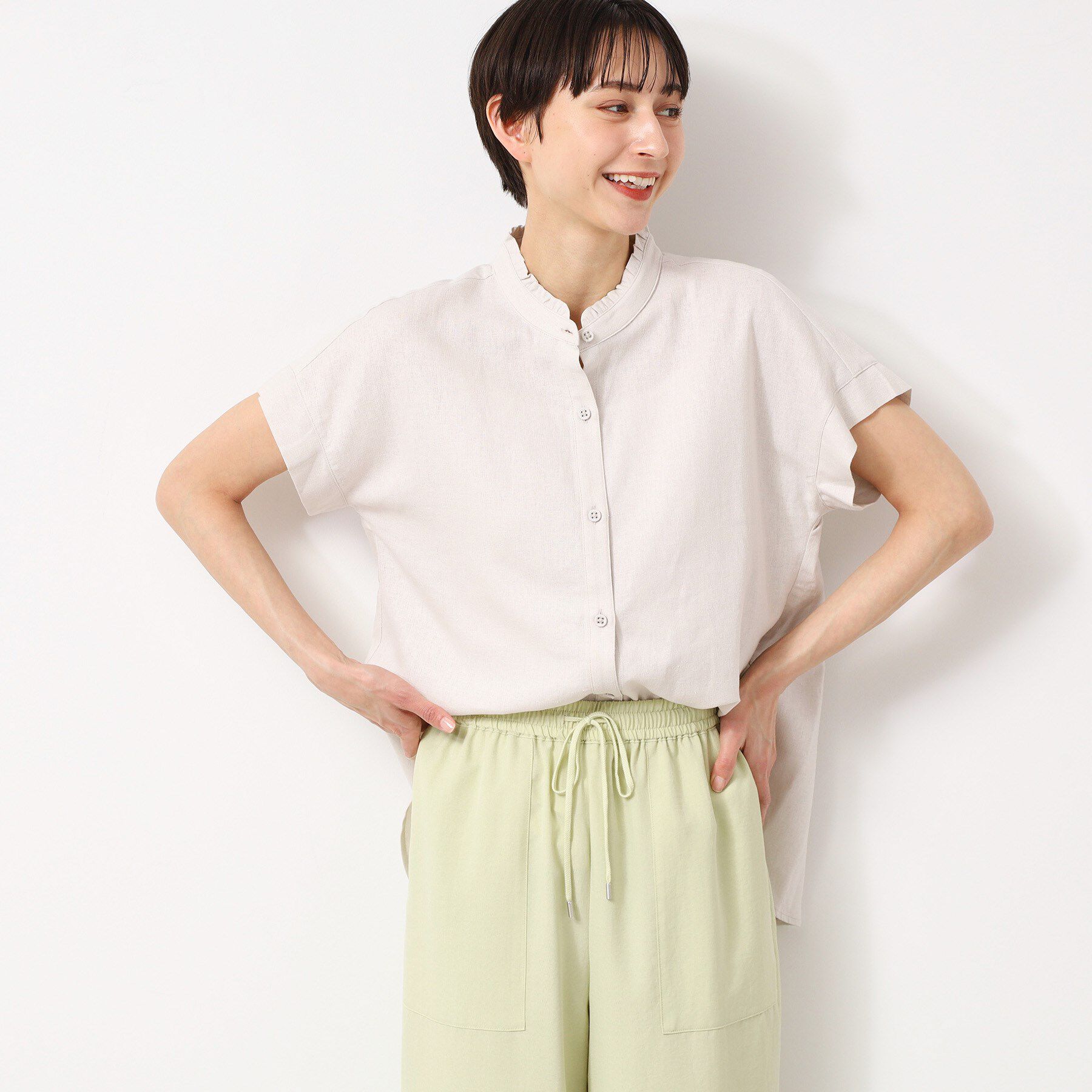 Dessin「【洗える】フリルネックシャツ（XS～L）」|シャツ・ブラウス|