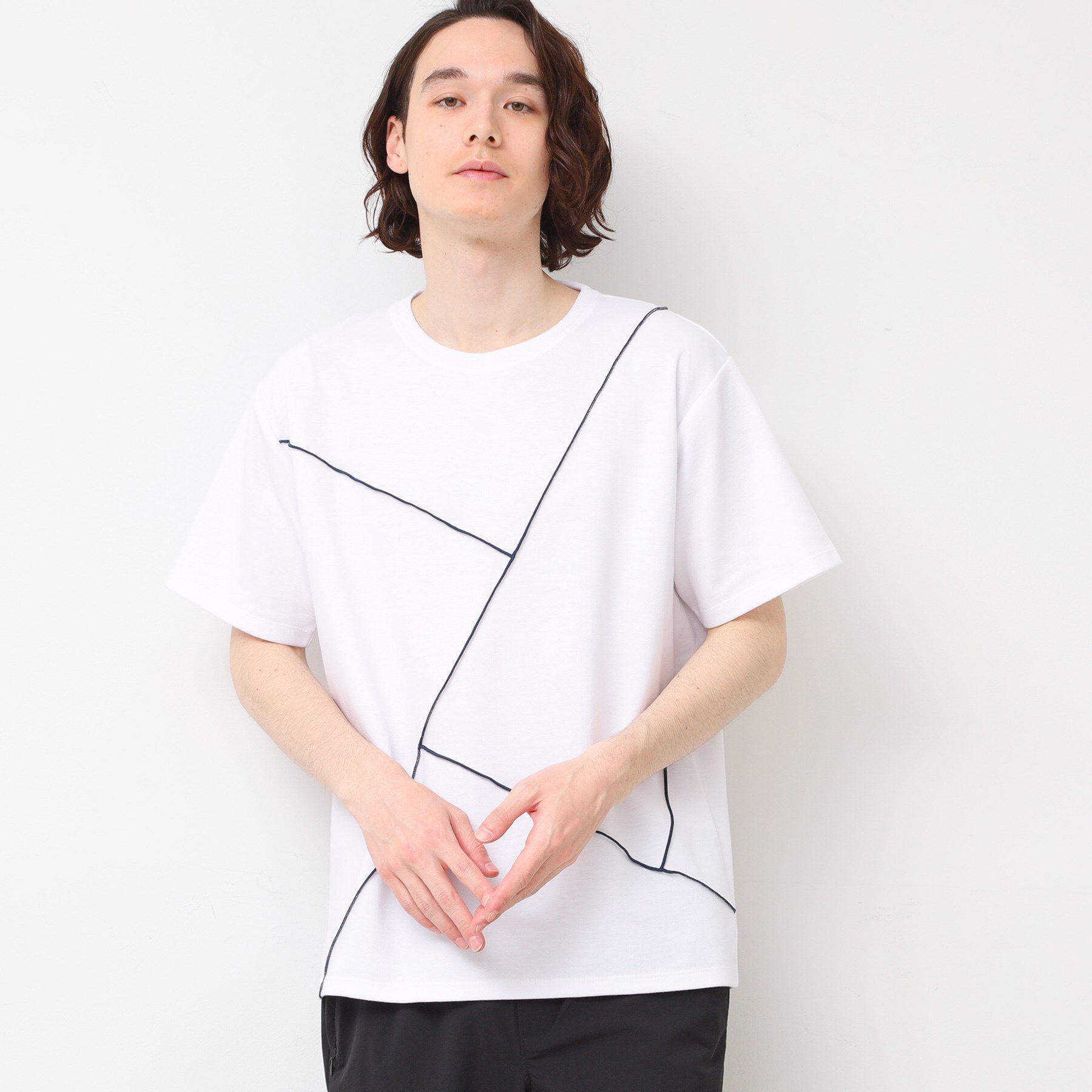 Dessin「【接触冷感・洗える】ラインTシャツ」|Tシャツ・カットソー|ホワイト(001)