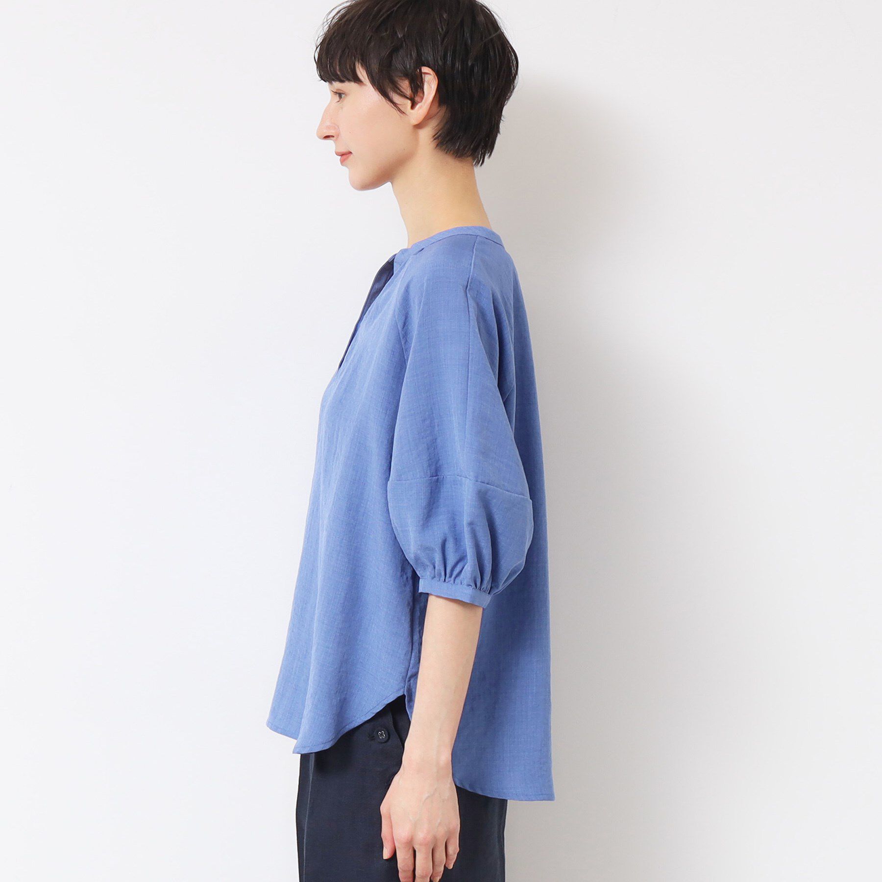 Dessin「【洗える】スキッパ―五分袖ブラウス（XS～L）」|シャツ・ブラウス|