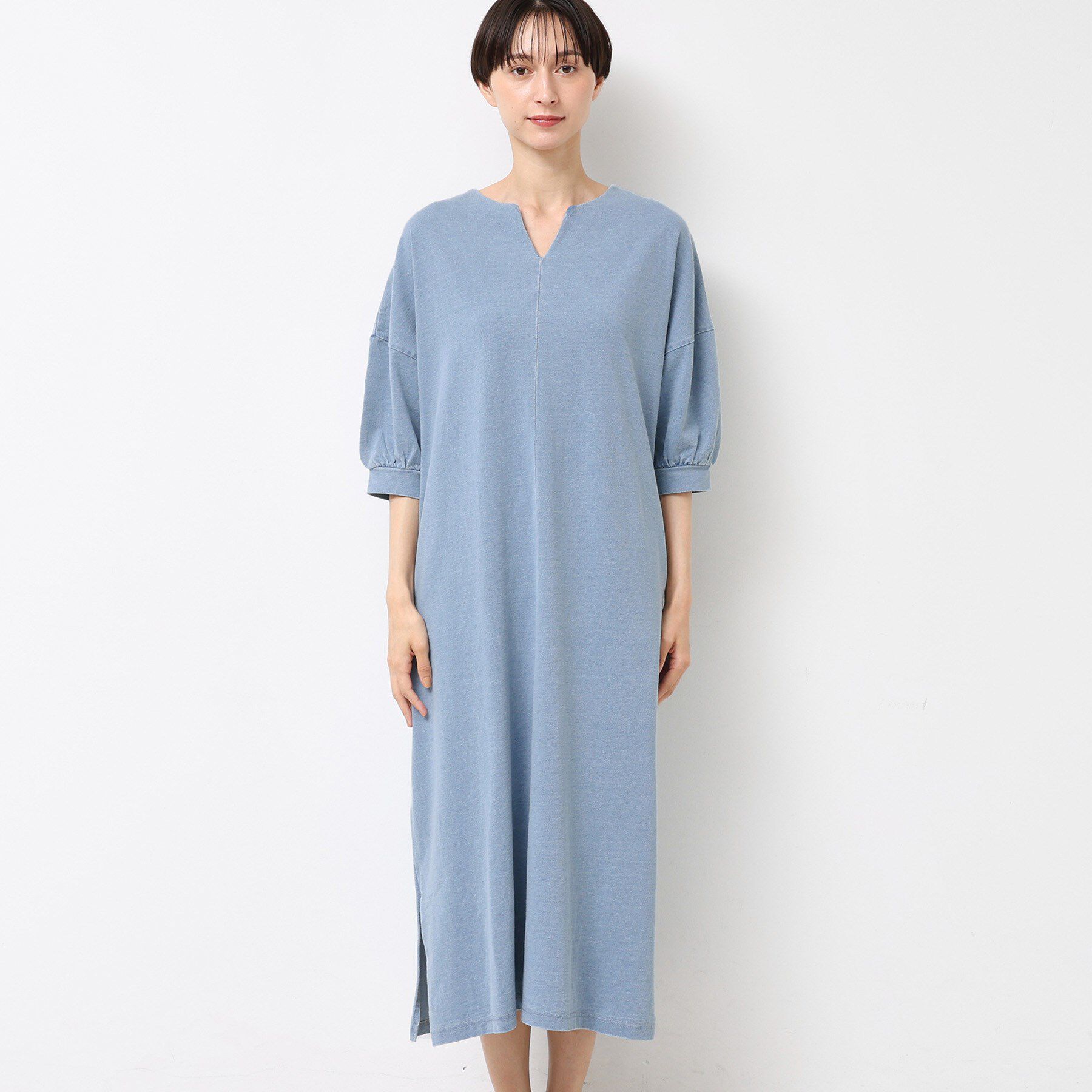 Dessin「【洗える】インディゴ天竺デニム調リラクシーワンピース」|ワンピース|