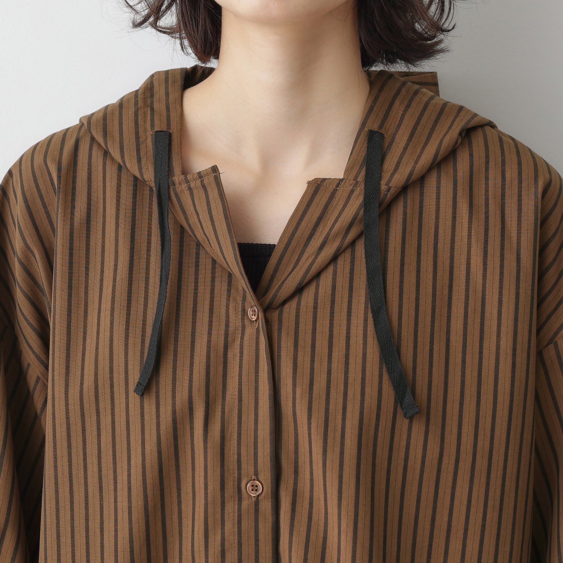 Dessin「【洗える】ストライプフードブラウス」|シャツ・ブラウス|