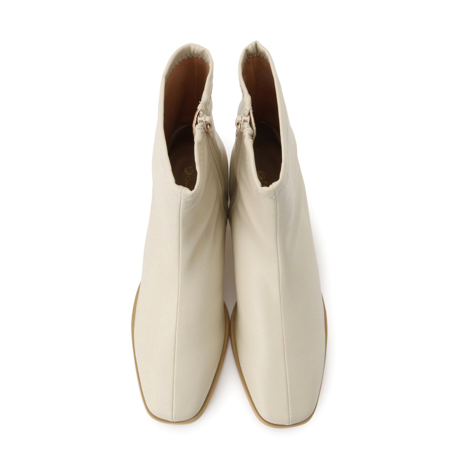 ITS&rsquo;DEMO「【履き心地柔らか／太めヒール／M・Lサイズ展開】ラインヒールブーツ」|ショートブーツ|