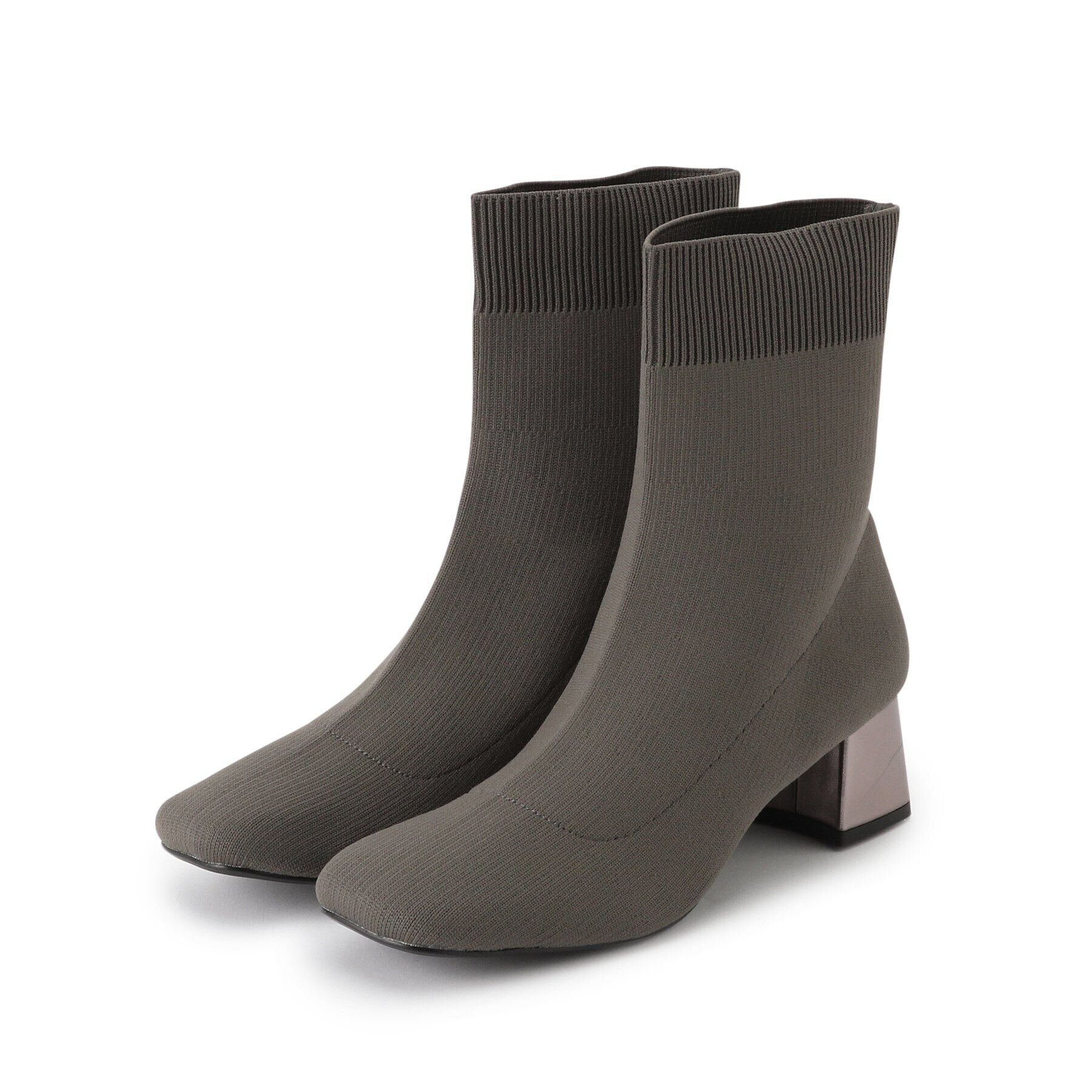 ITS&rsquo;DEMO「【フィット感◎／太めヒール／M・Lサイズ展開】ニットブーツ」|ショートブーツ|