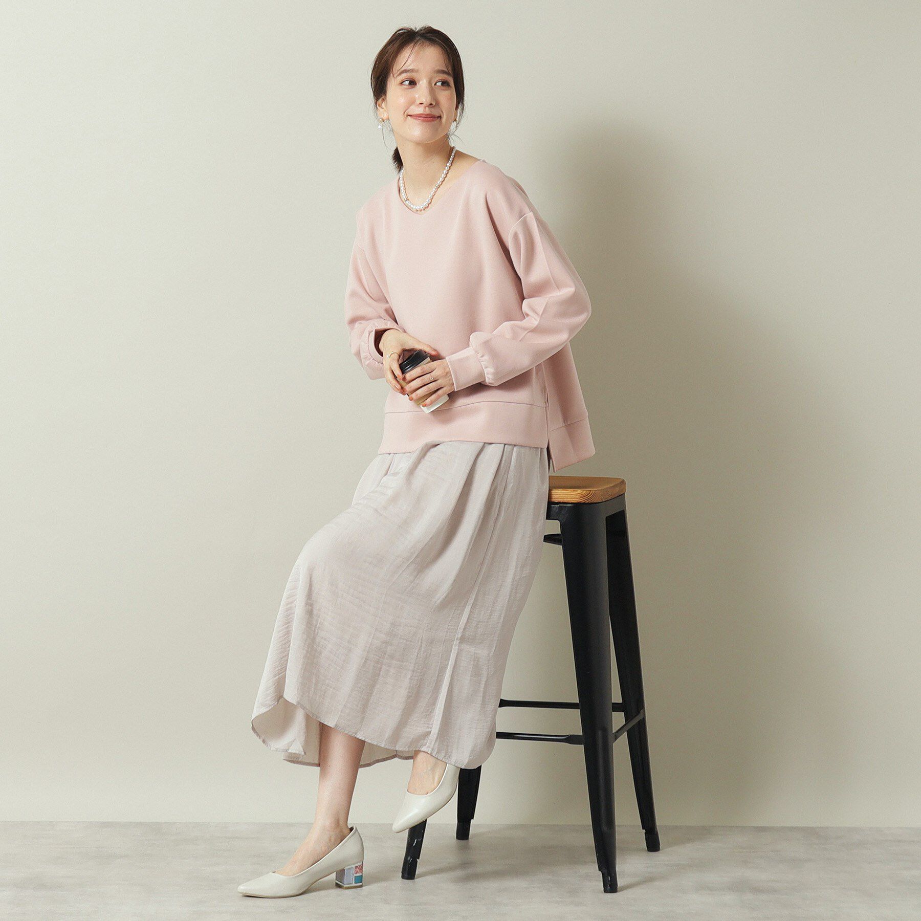 ITS&rsquo;DEMO「【手洗い可】Vネックプルオーバー&times;サテンスカートSET」|スーツ|