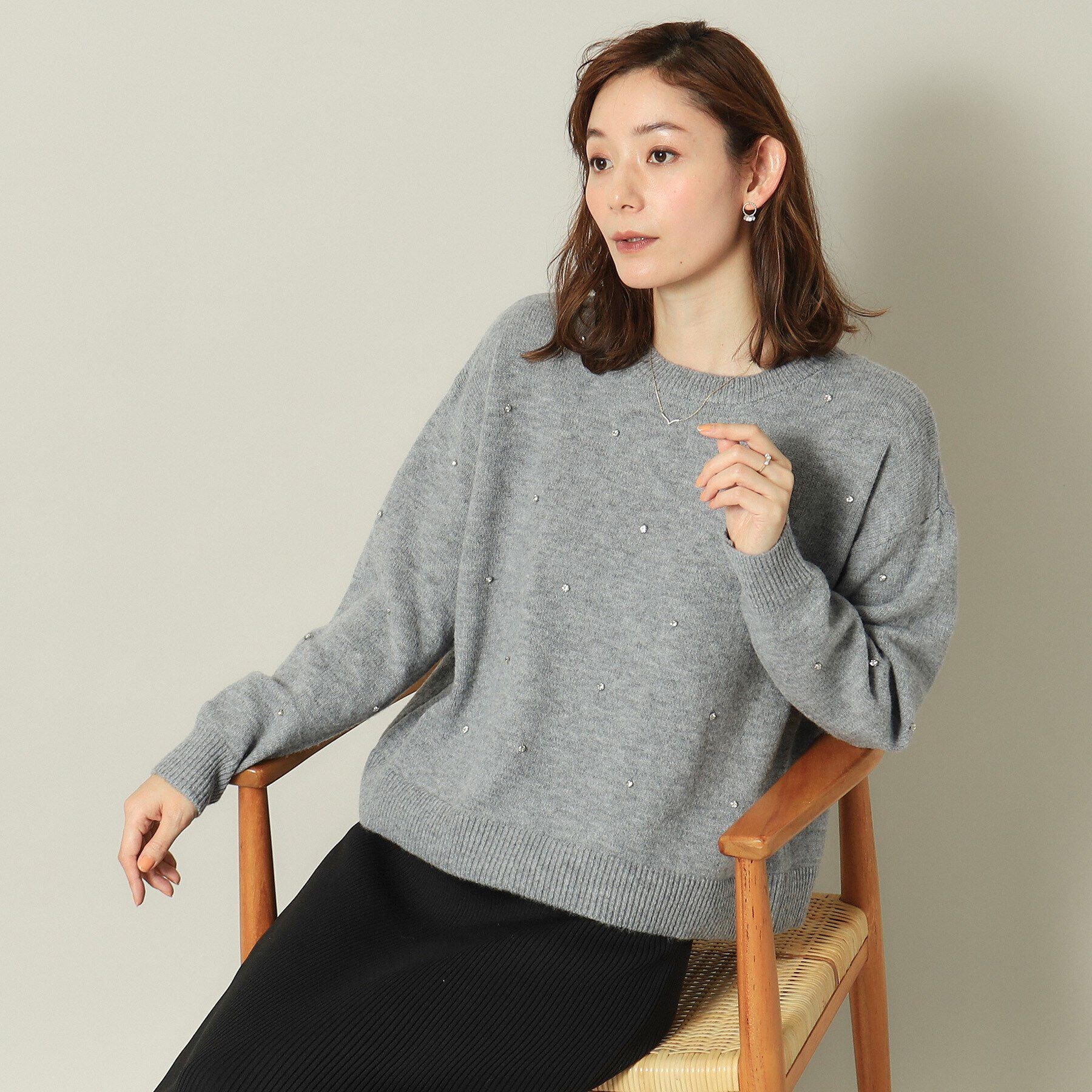 ITS&rsquo;DEMO「【手洗い可】ビジュー付きニット」|ニット・セーター|