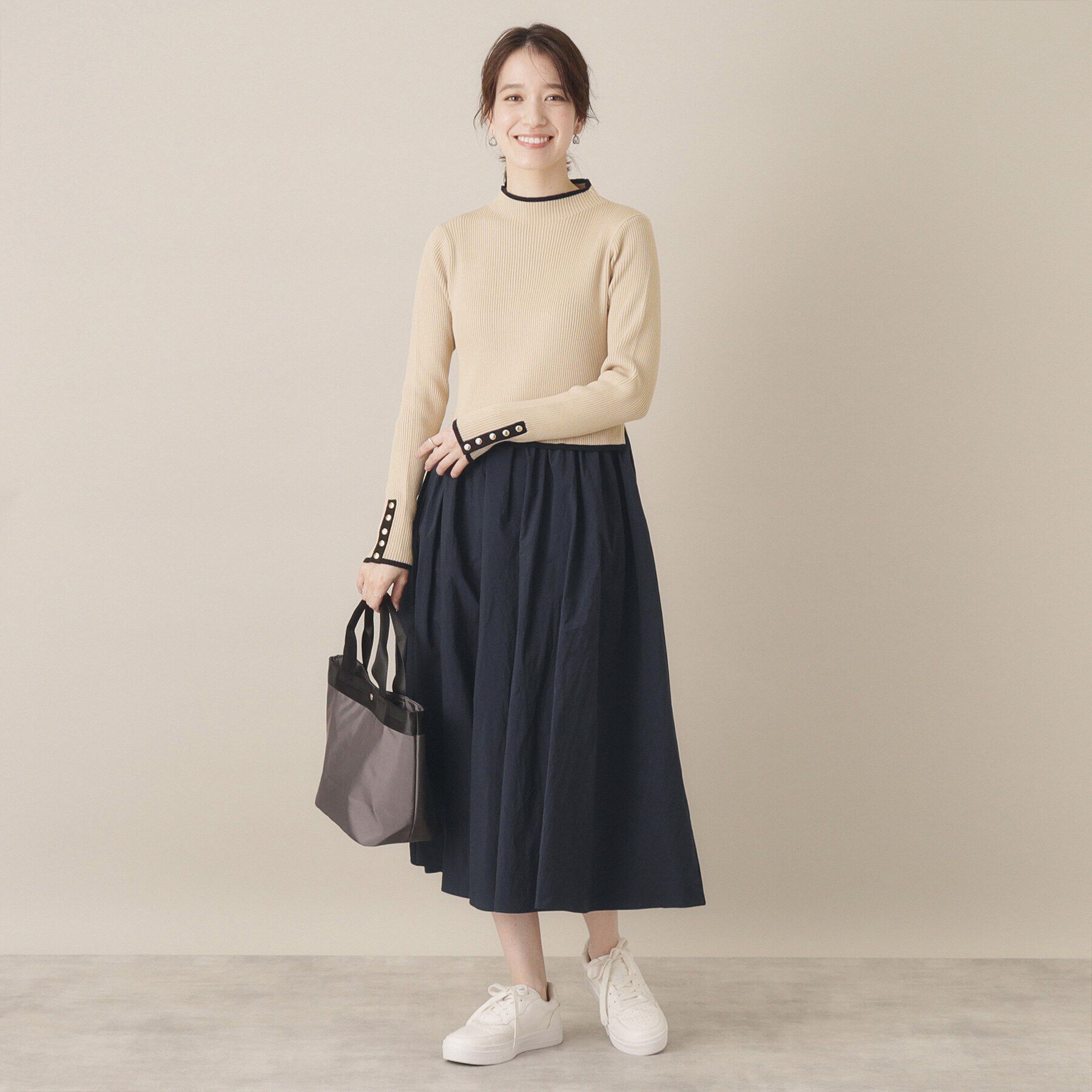 ITS&rsquo;DEMO「【手洗い可／ウエスト総ゴム】ドッキングワンピース」|ワンピース|ライトベージュ(55