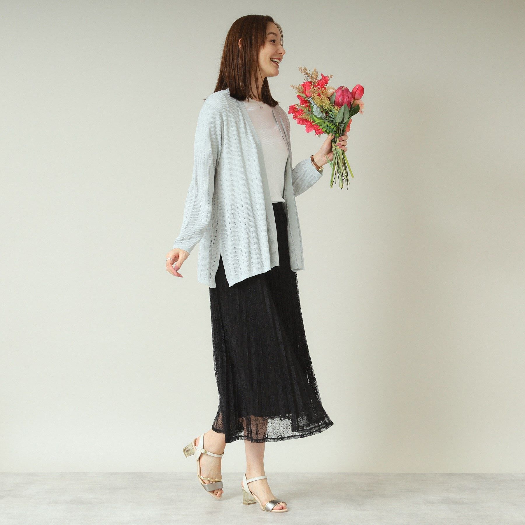 ITS&rsquo;DEMO「【手洗い可】透かし編み着流しカーデ」|カーディガン|