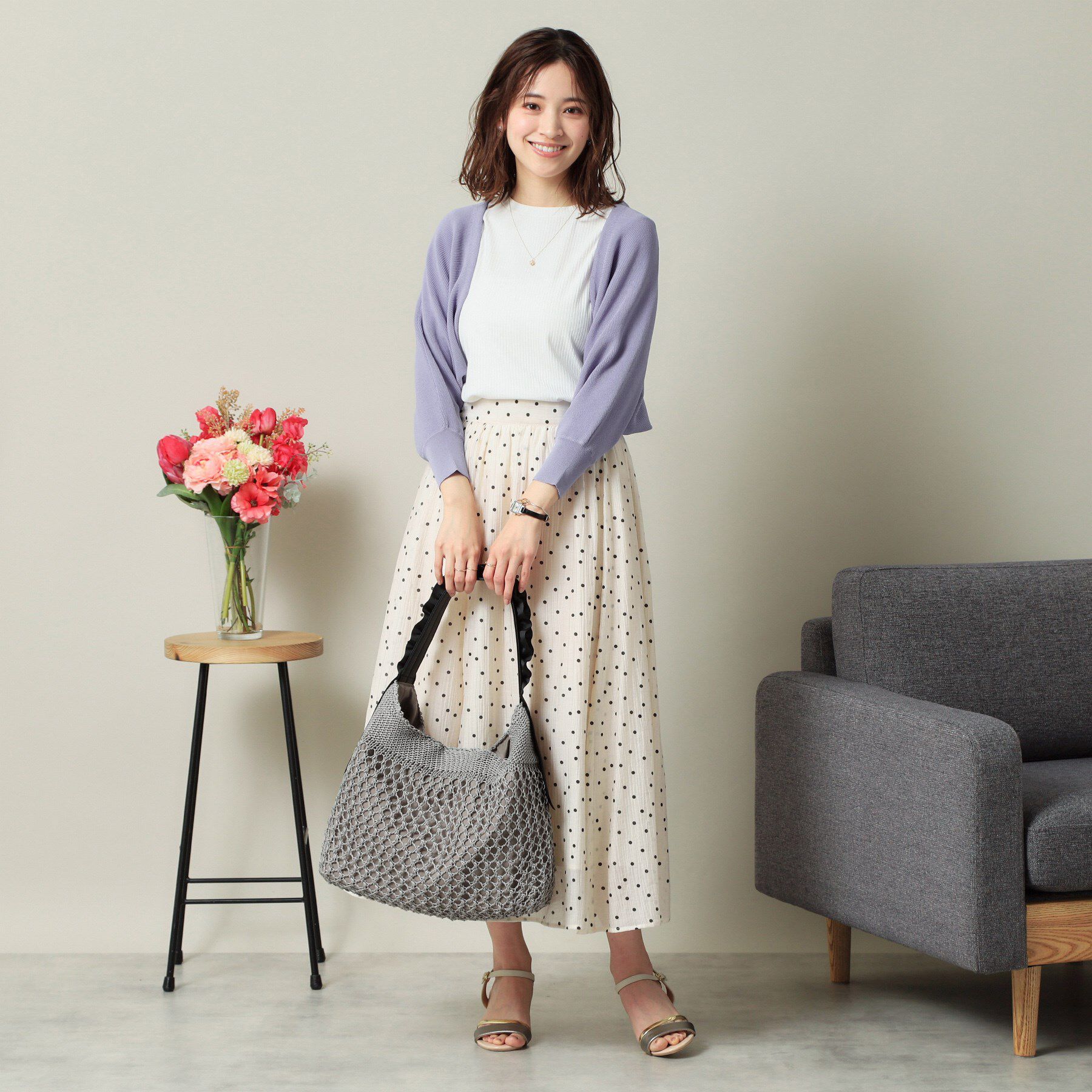 ITS&rsquo;DEMO「コード編みフリルワンハンドルトート」|トートバッグ|