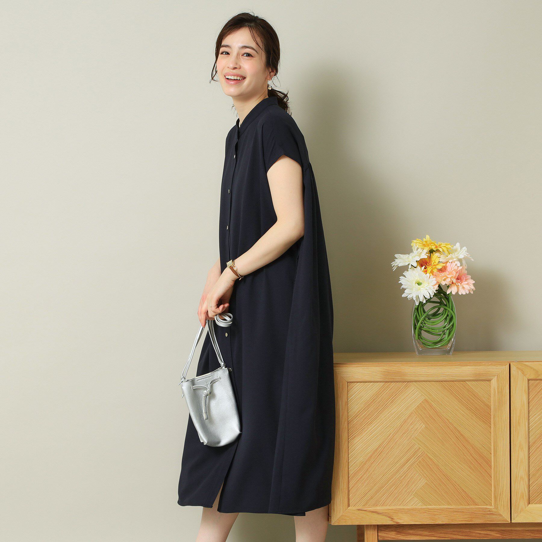 ITS&rsquo;DEMO「【UVケア／吸水速乾／洗濯機OK／冷感】麻調合繊前開きワンピース＜ラク服シリーズ＞」|ワンピース|