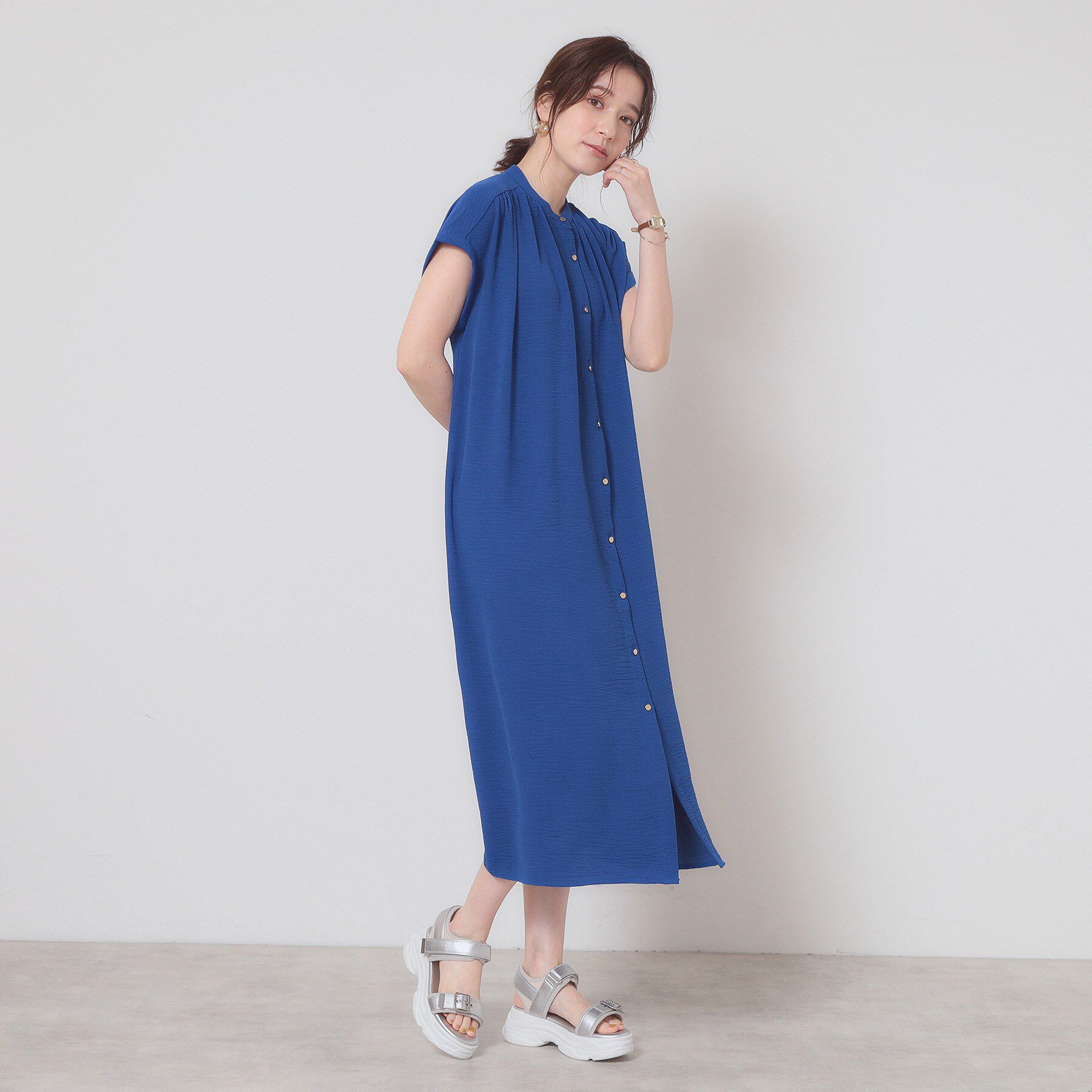 ITS&rsquo;DEMO「【接触冷感／吸水速乾／洗濯機OK】イージーケア前開きワンピース＜ラク服シリーズ＞」|ワンピース|