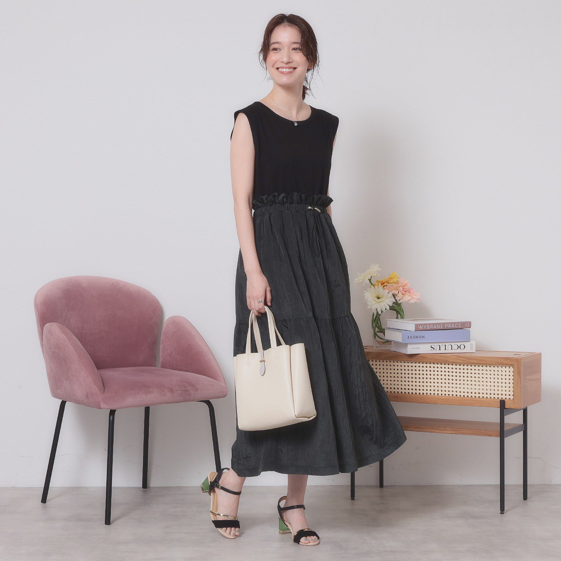 ITS&rsquo;DEMO「【ウエストゴム／洗濯機OK】異素材コンビワンピース」|ワンピース|