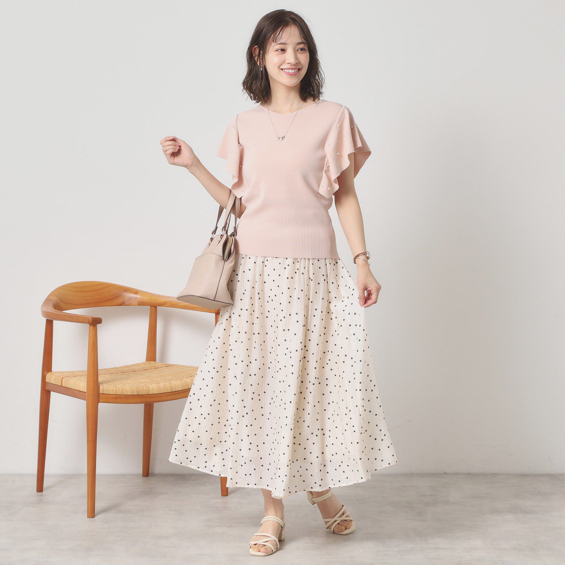 ITS&rsquo;DEMO「【さらりタッチ／手洗い可】パール調フレア袖ニット」|ニット・セーター|