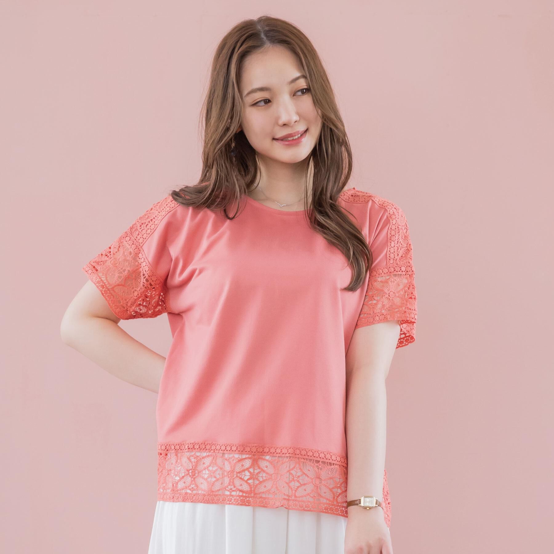 ITS&rsquo;DEMO「【吸水速乾／手洗い可／洗濯後しわになりにくい】カットミラノレーストップス」|Tシャツ・カットソー|