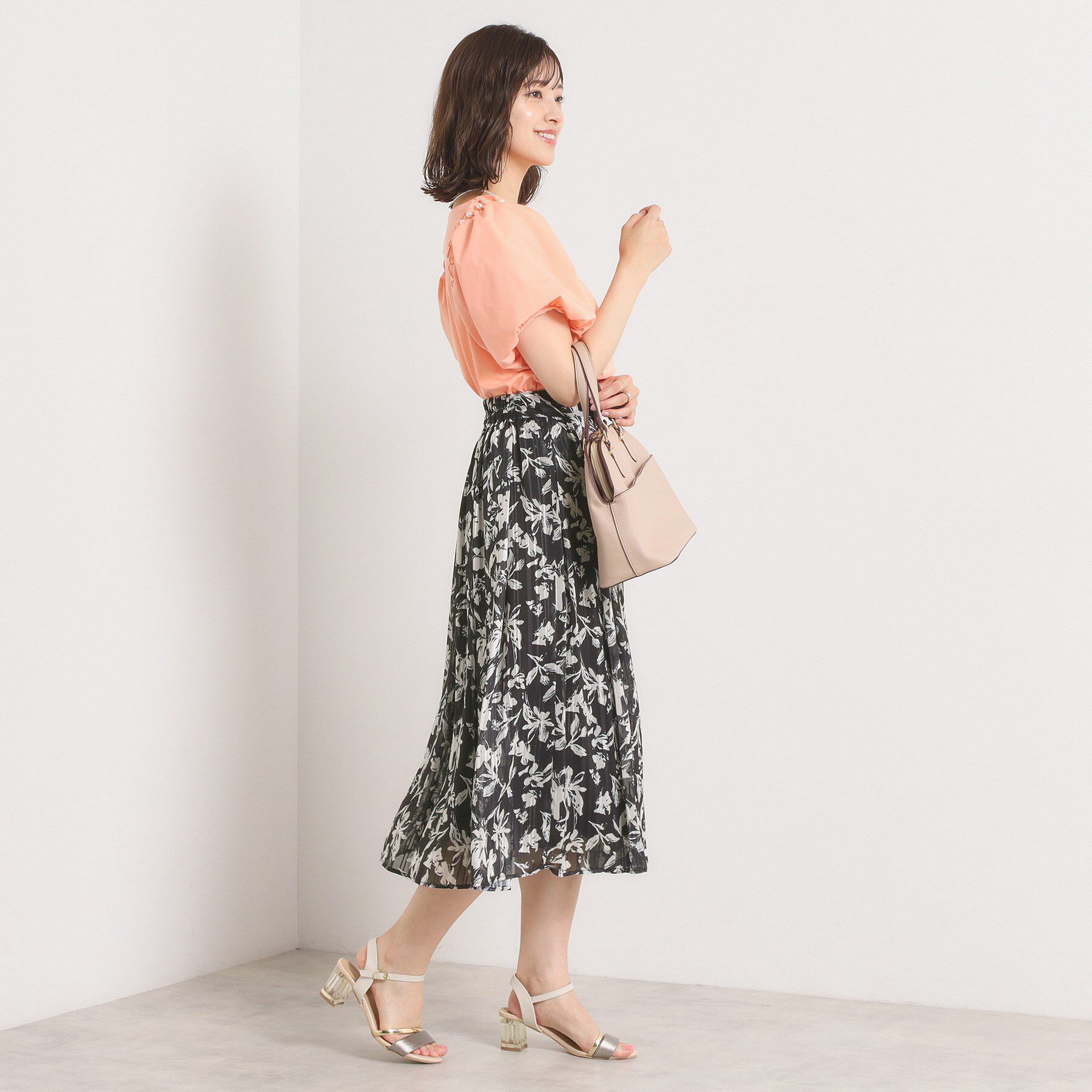 ITS&rsquo;DEMO「【手洗い可／後ろウエストゴム】ラメスト単色花柄スカート」|スカート|