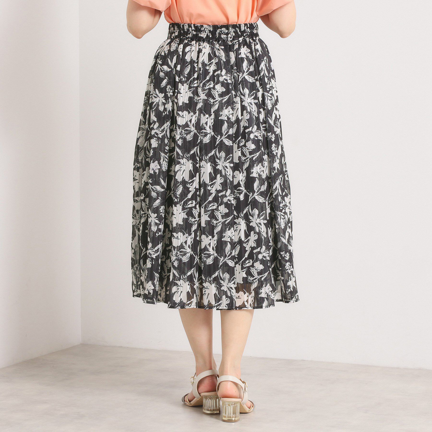 ITS&rsquo;DEMO「【手洗い可／後ろウエストゴム】ラメスト単色花柄スカート」|スカート|