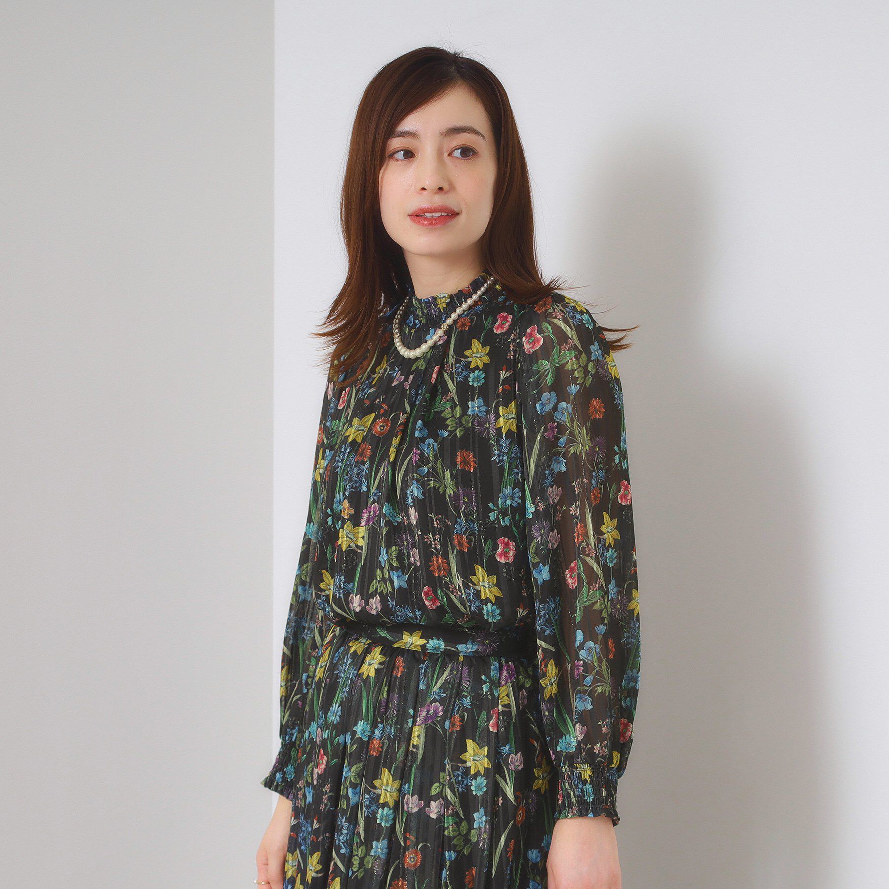 ITS&rsquo;DEMO「【手洗い可／セットアップ可】ラメストライプ花柄ブラウス」|シャツ・ブラウス|