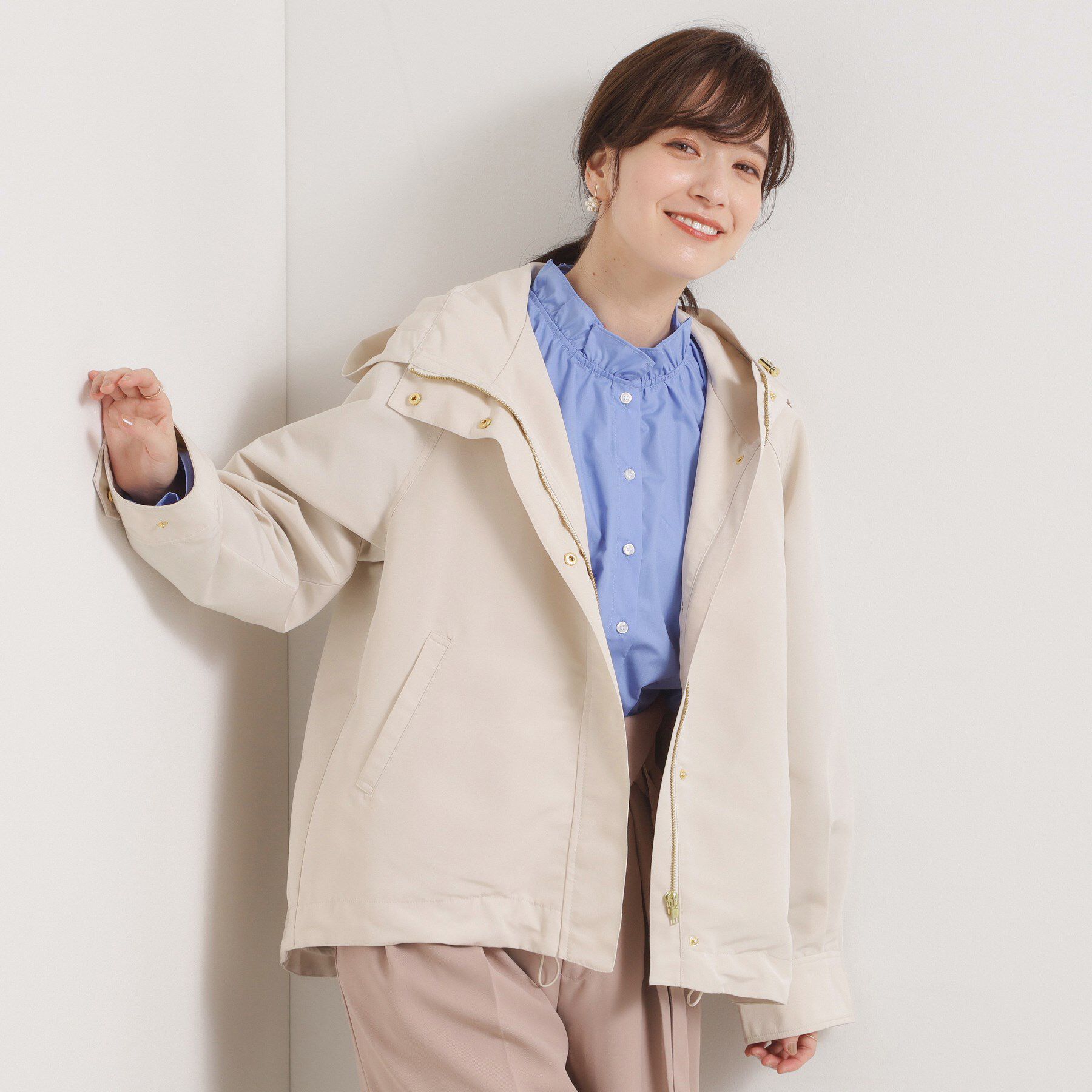 ITS&rsquo;DEMO「【撥水／花粉防止／手洗い可】キルトライナー付きマウンテンパーカー」|ブルゾン・スタジャン|ライトベージュ(05