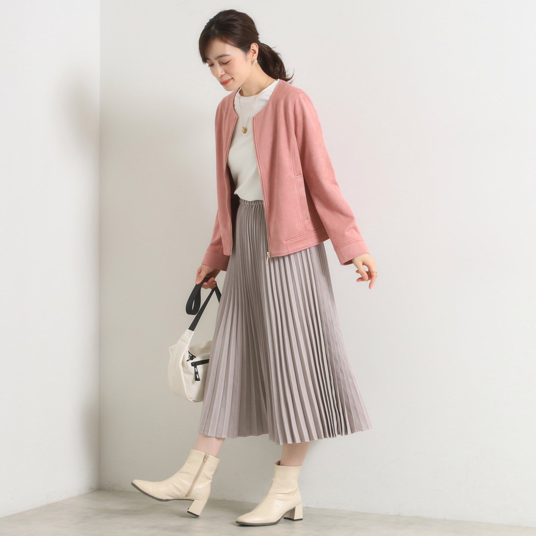 ITS&rsquo;DEMO「カットフェイクスエードジャケット」|ノーカラージャケット|