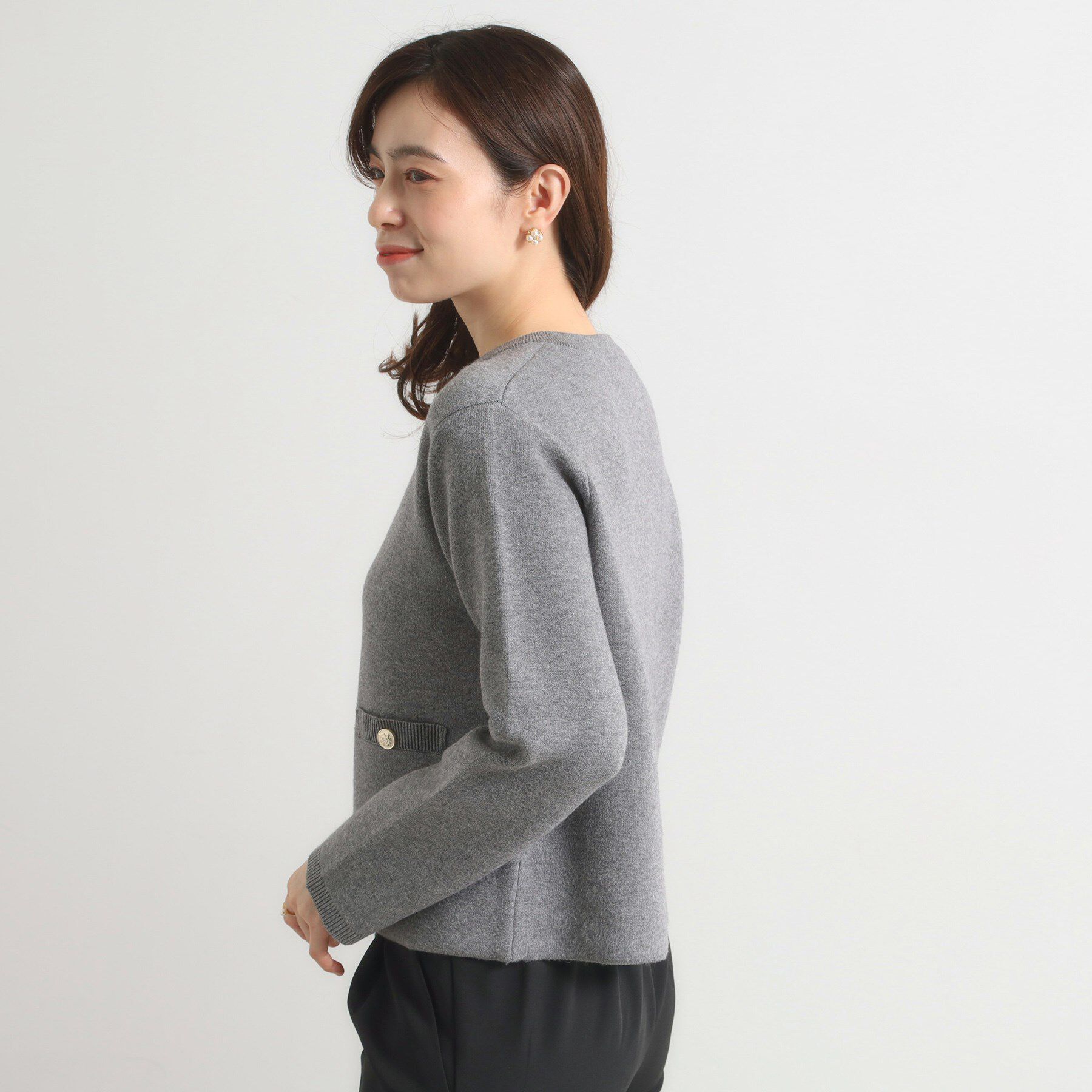 ITS&rsquo;DEMO「【手洗い可】ニットジャケット」|ノーカラージャケット|