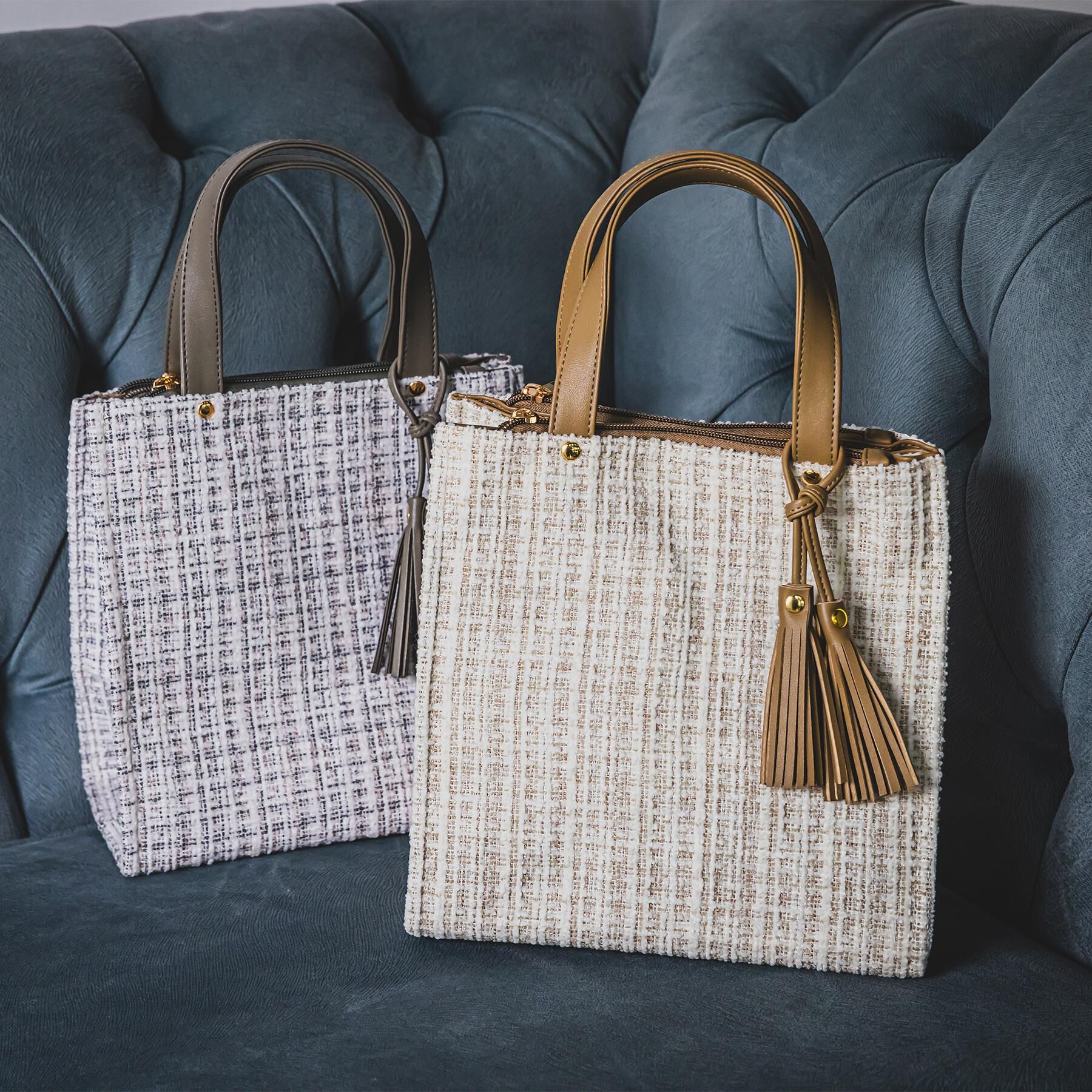 ITS&rsquo;DEMO「ツイードタッセルミニトート」|ハンドバッグ|