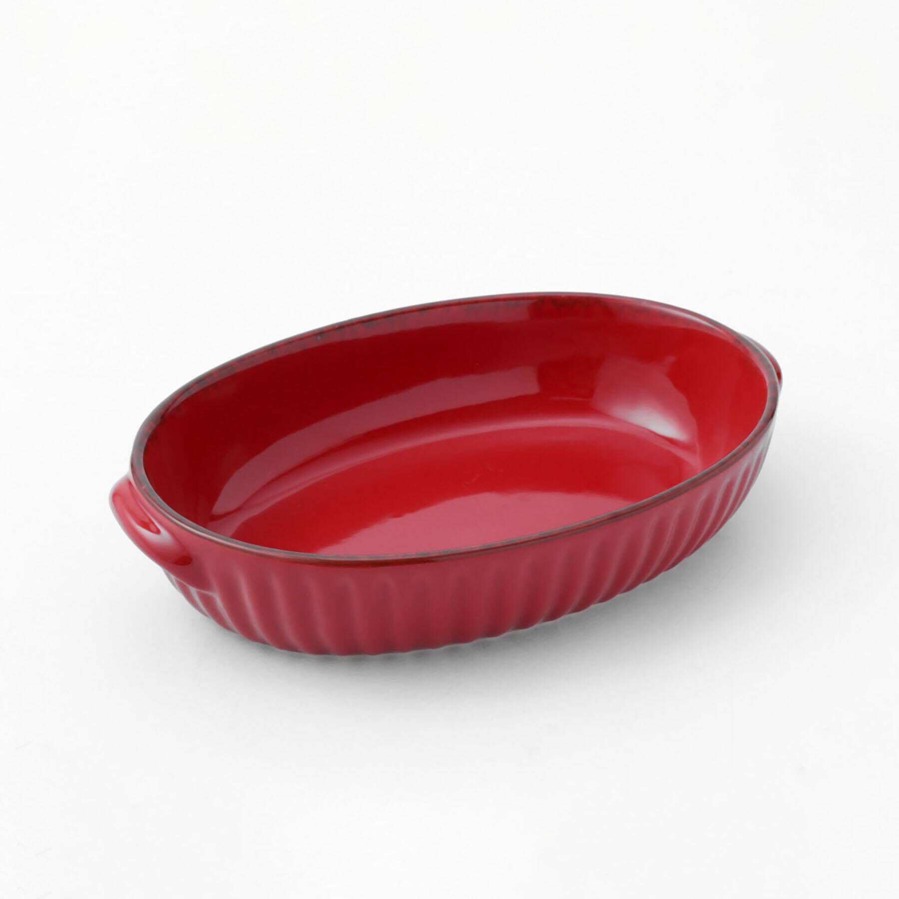 212 KITCHEN STORE「ギャザー オーバルグラタン L RD」|食器・キッチングッズ|レッド(879)