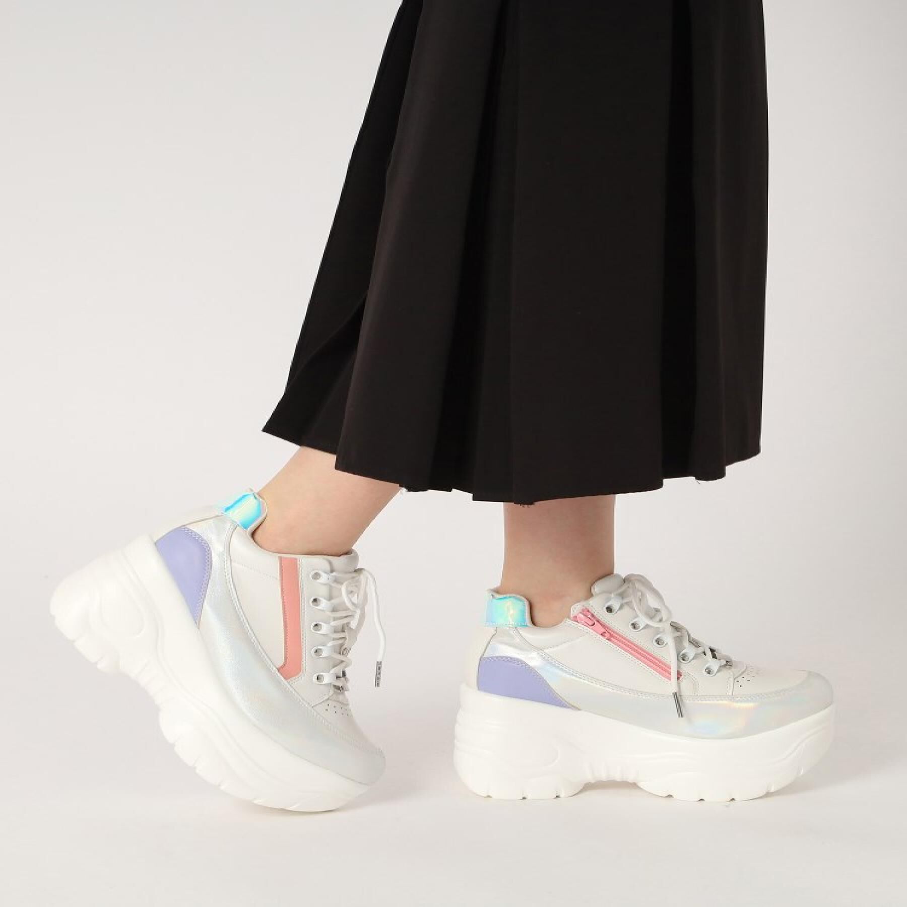 csT&P「＼脱ぎ履きしやすい／ファスナー付厚底スニーカー」|スニーカー|ﾎﾜｲﾄ(901)