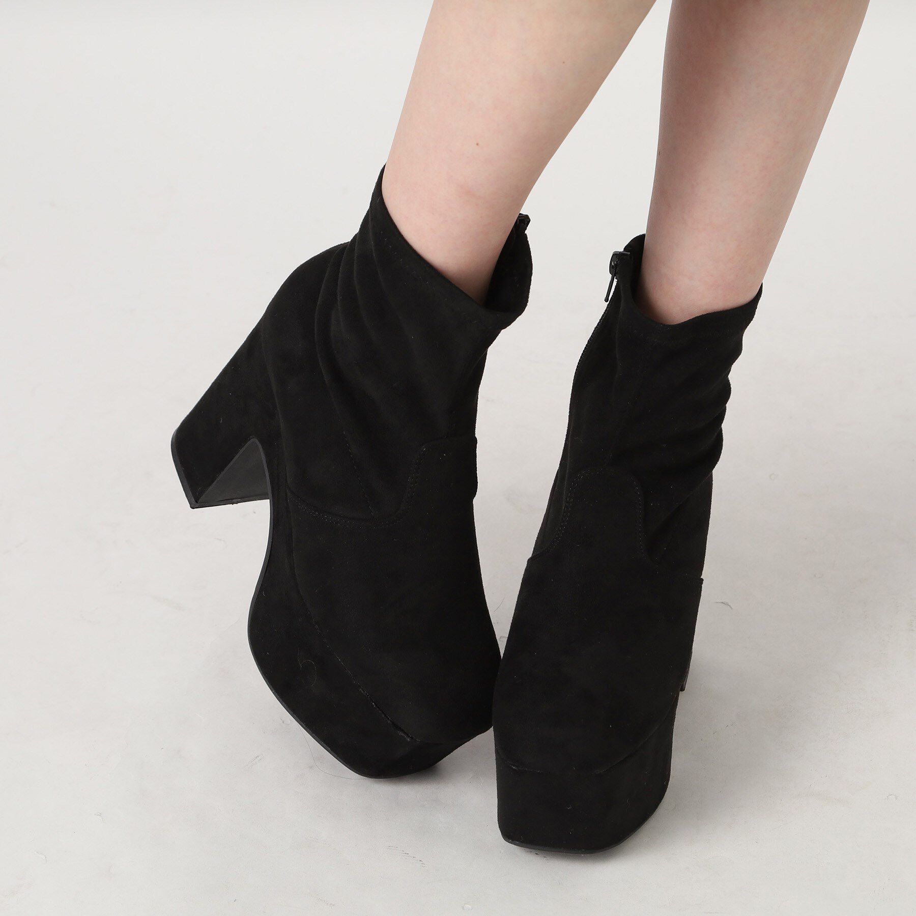 csT&P「スクウェアヒールストレッチブーツ」|ショートブーツ|