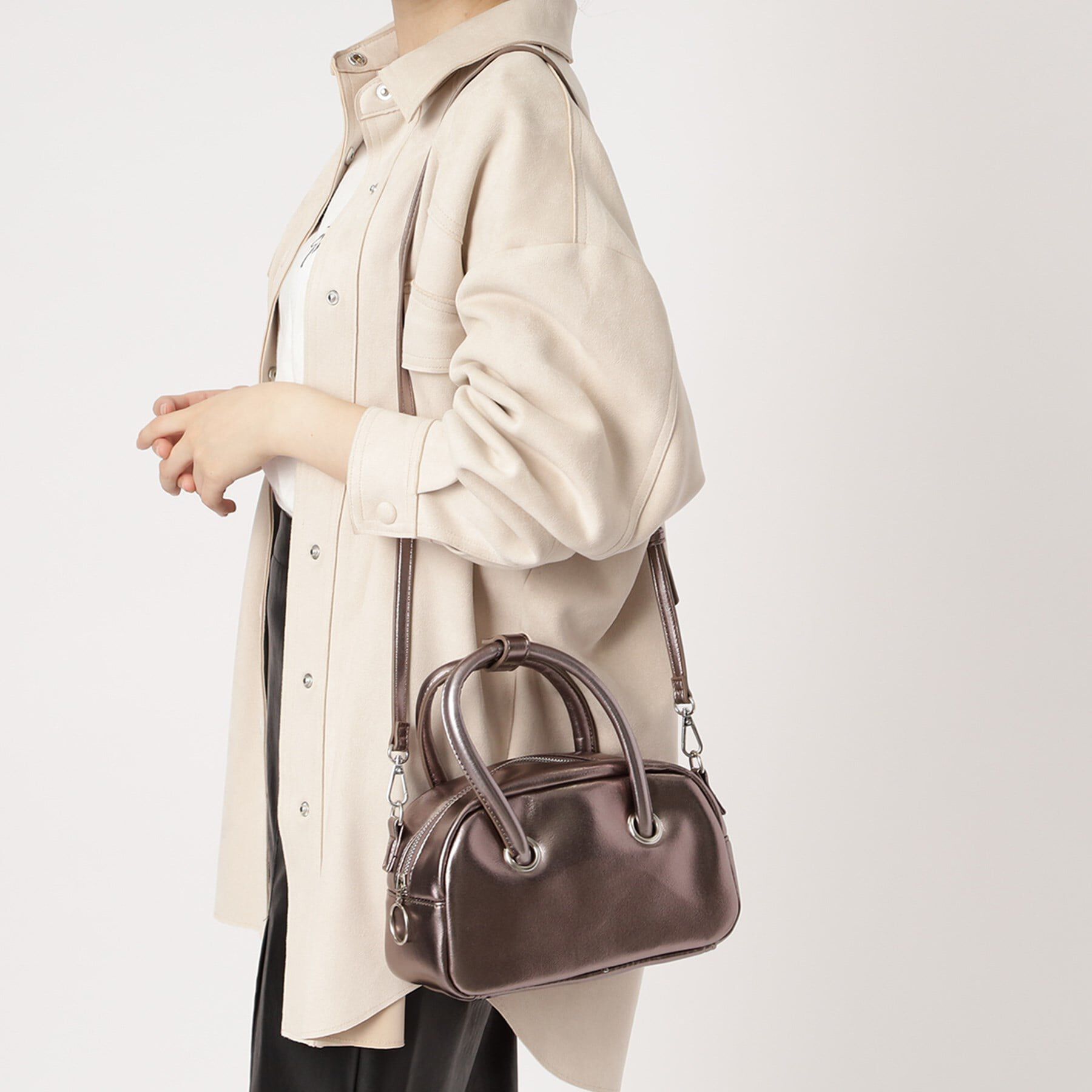 Ober Tashe「ショルダーバッグ メタリック 2WAY ミニ ボストン」|ショルダー・メッセンジャー|