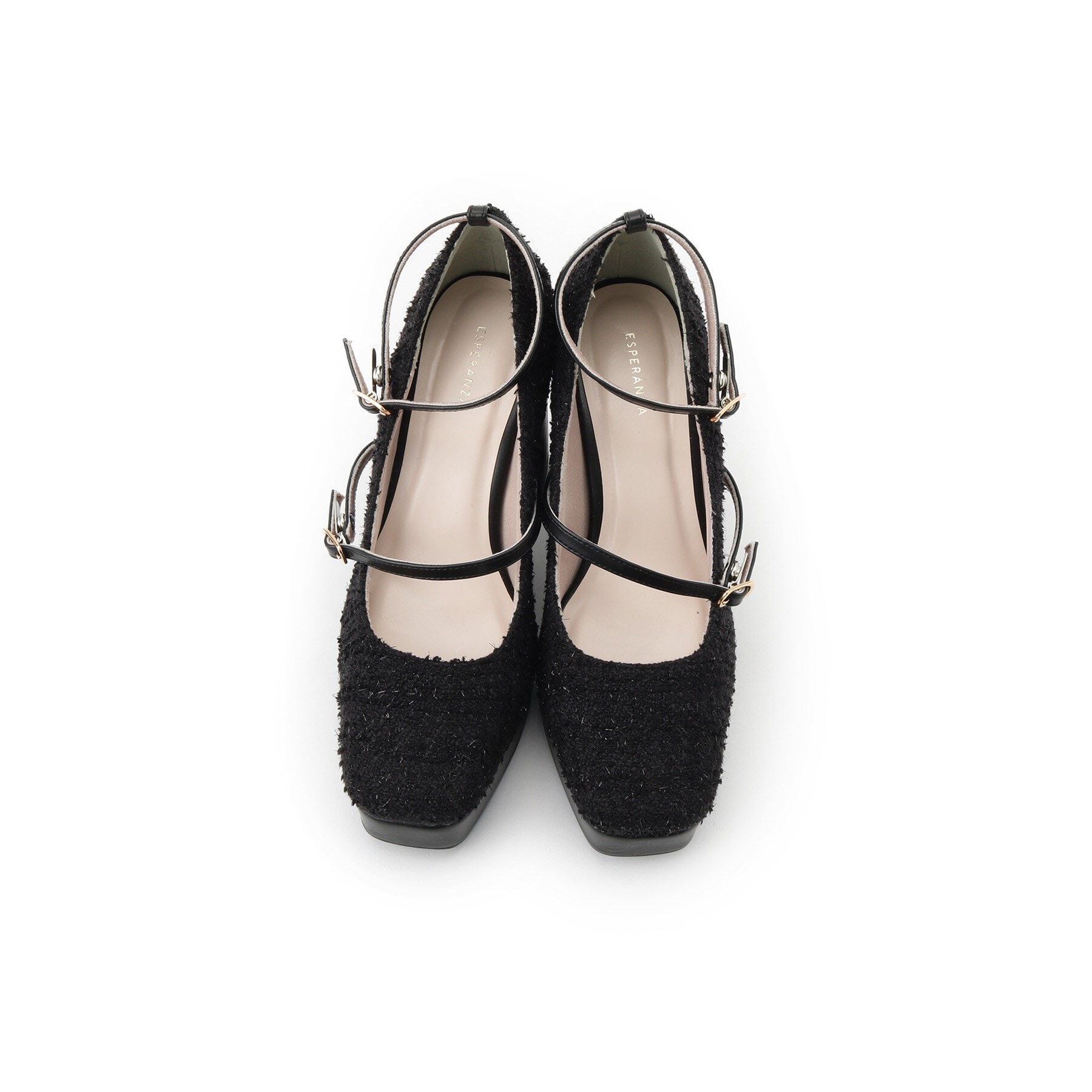 ESPERANZA「スクエアトゥダブルストラップ厚底パンプス 結婚式二次会 パーティー 25SS」|パンプス|