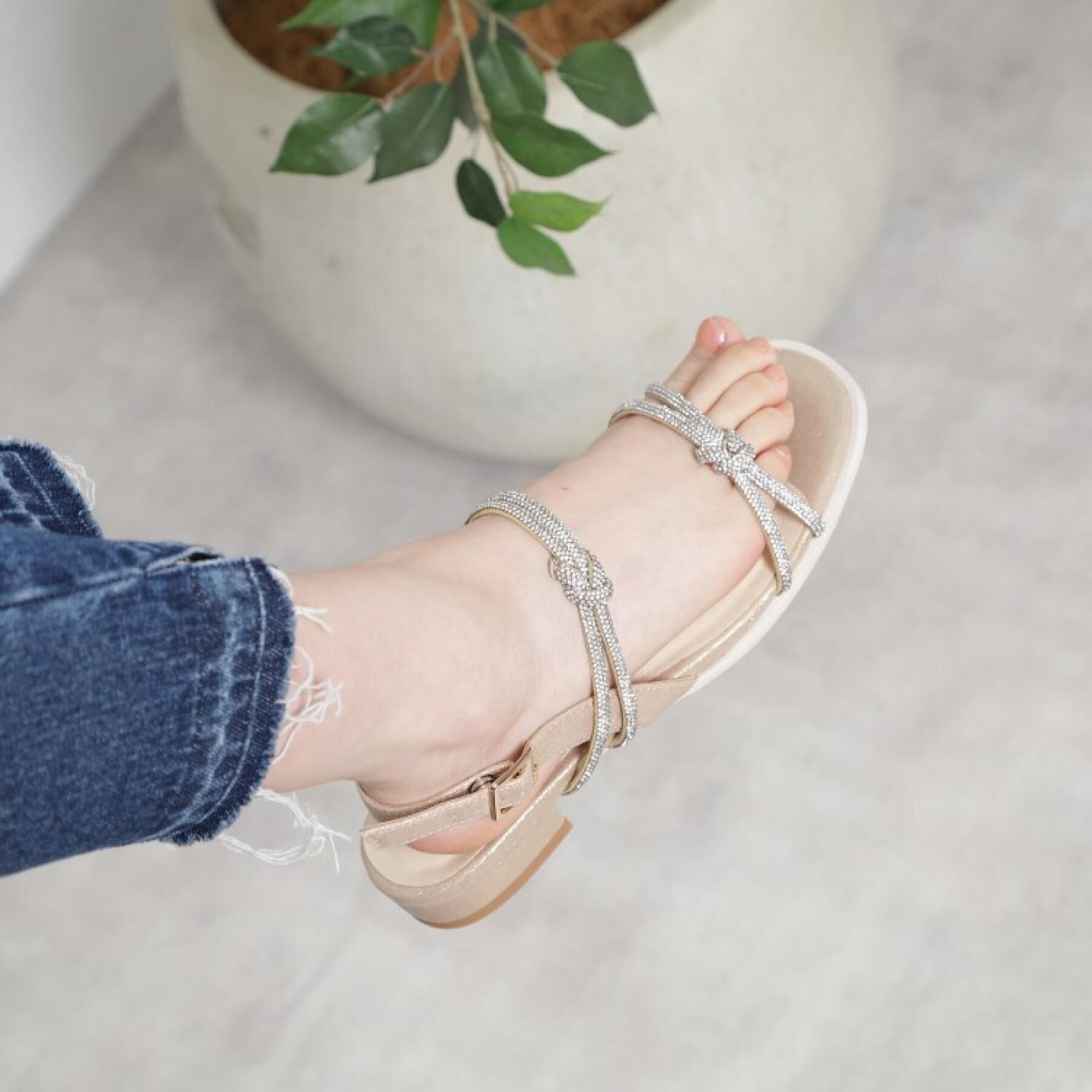 ESPERANZA「ラインストーンサンダル」|サンダル|ゴールド(307)