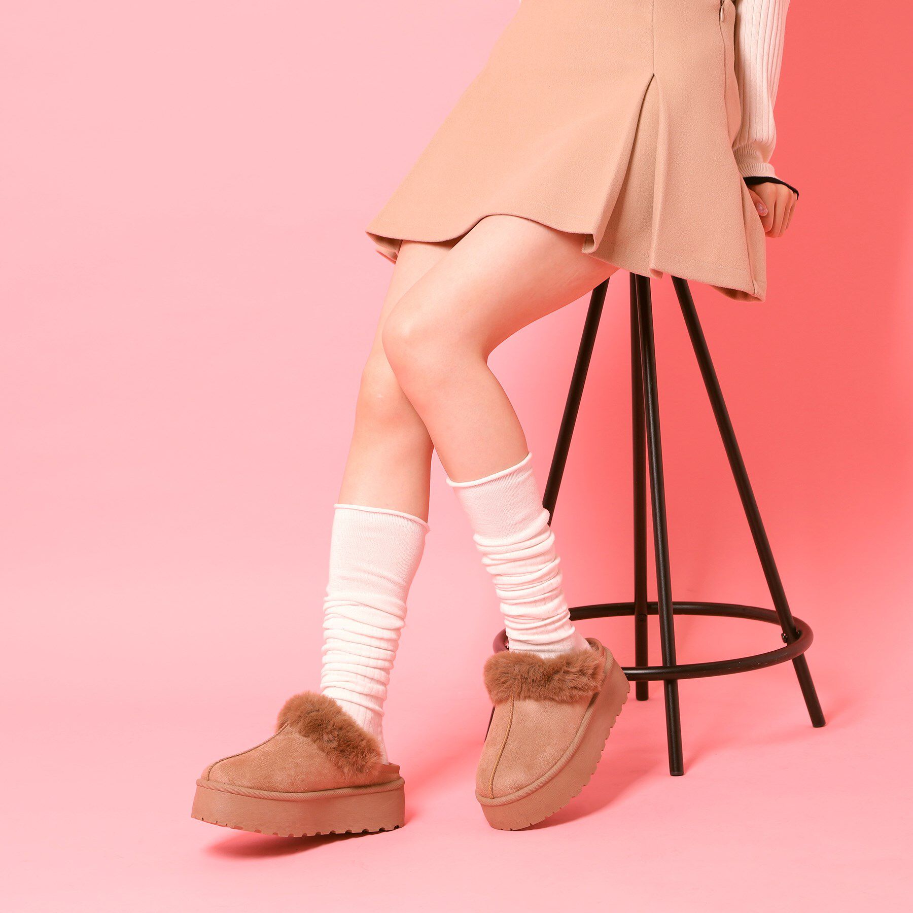 csT&P「厚底サボフェイクムートン」|サンダル|