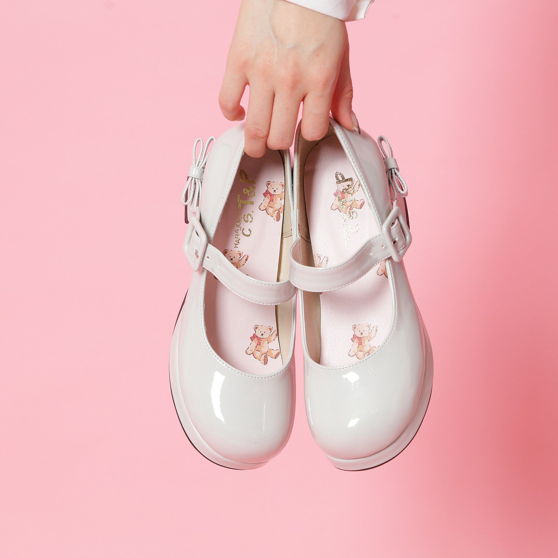 csT&P「バレエコアストラップ付リボン付きパンプス」|パンプス|グレー(212)