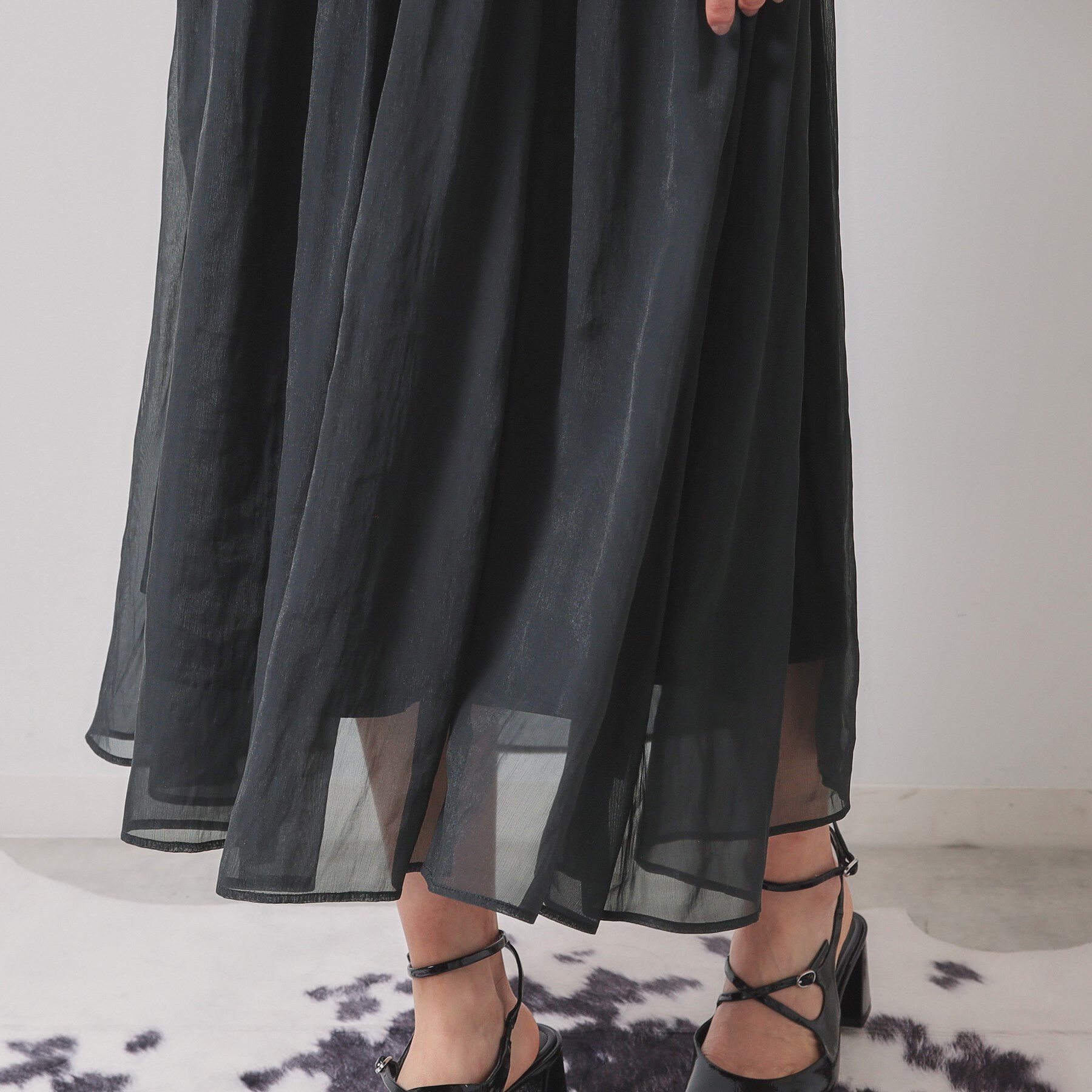 SunaUna「【パウダーシフォン／シャーリング】ロングワンピース」|ワンピース|