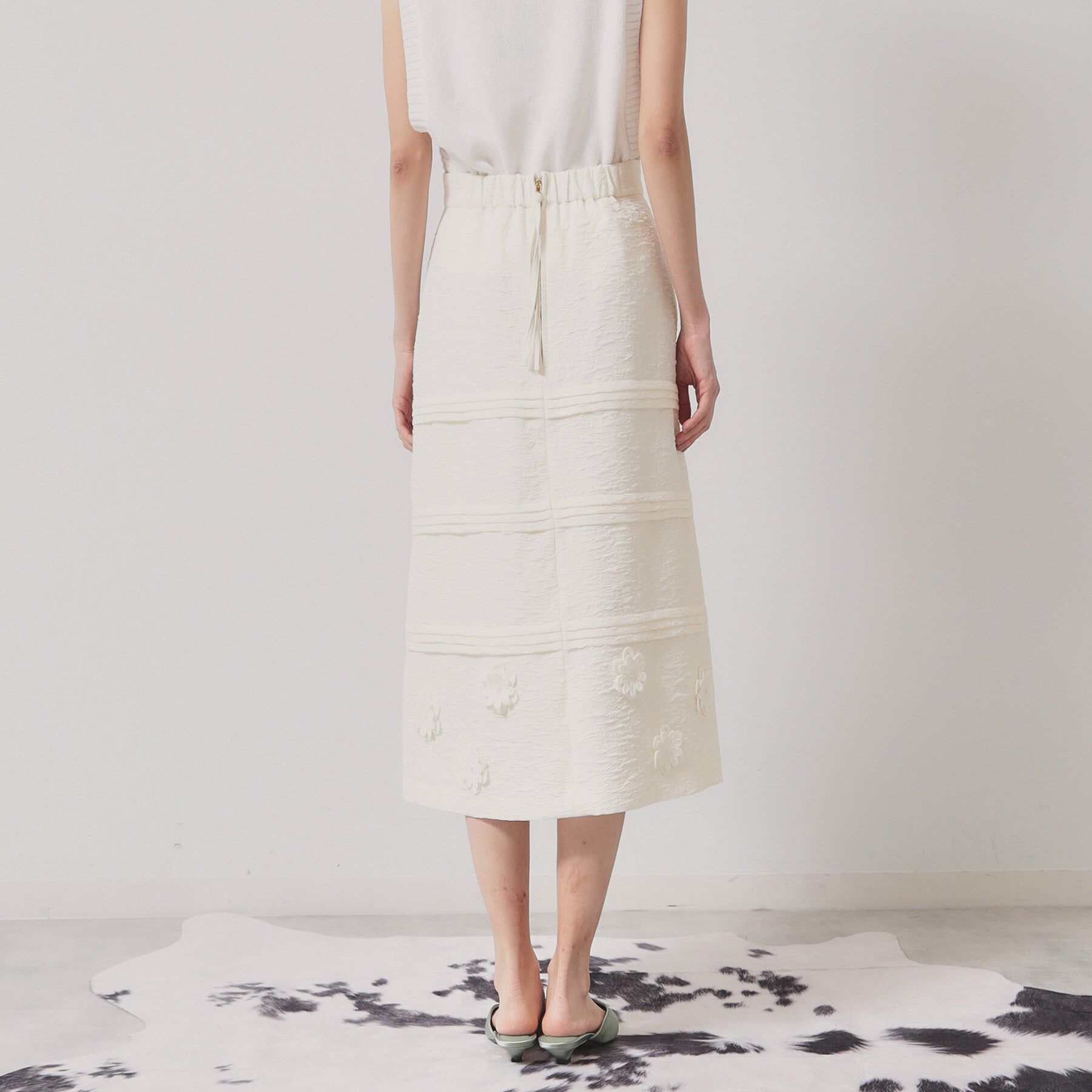 SunaUna「【お花モチーフ／タック切り替え】Aラインスカート」|スカート|