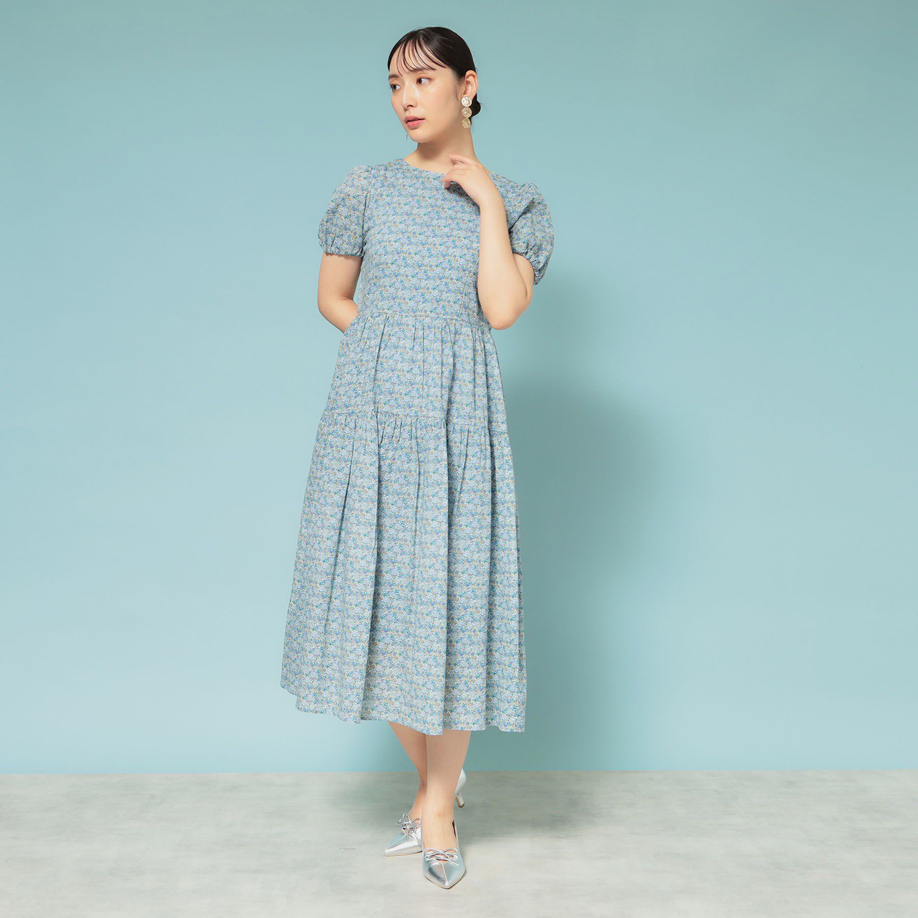 SunaUna「【Web限定カラー／リバティプリント】パフスリーブワンピース」|ワンピース|