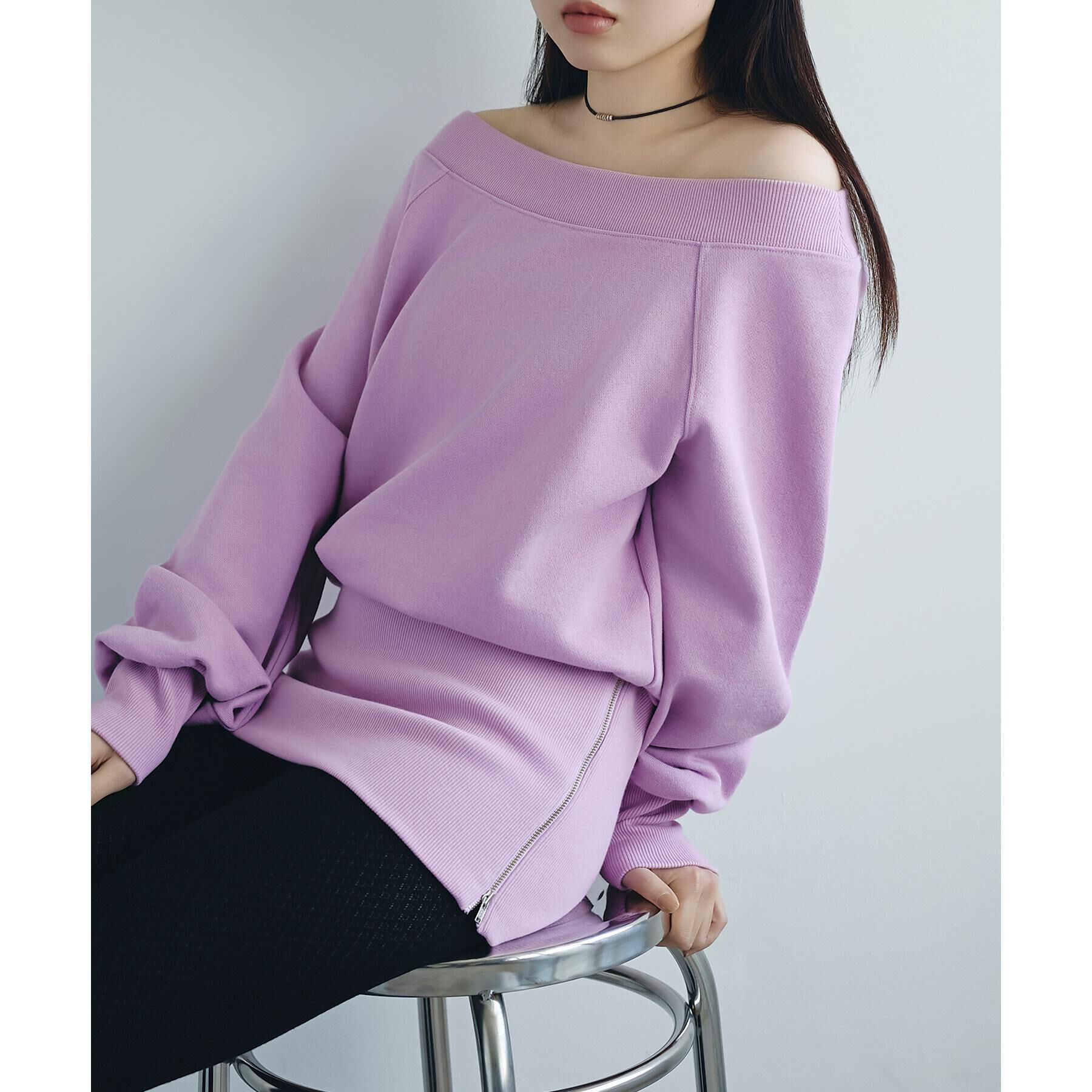 CODE A「off－shoulder sweat」|パーカー|ピンク(072)