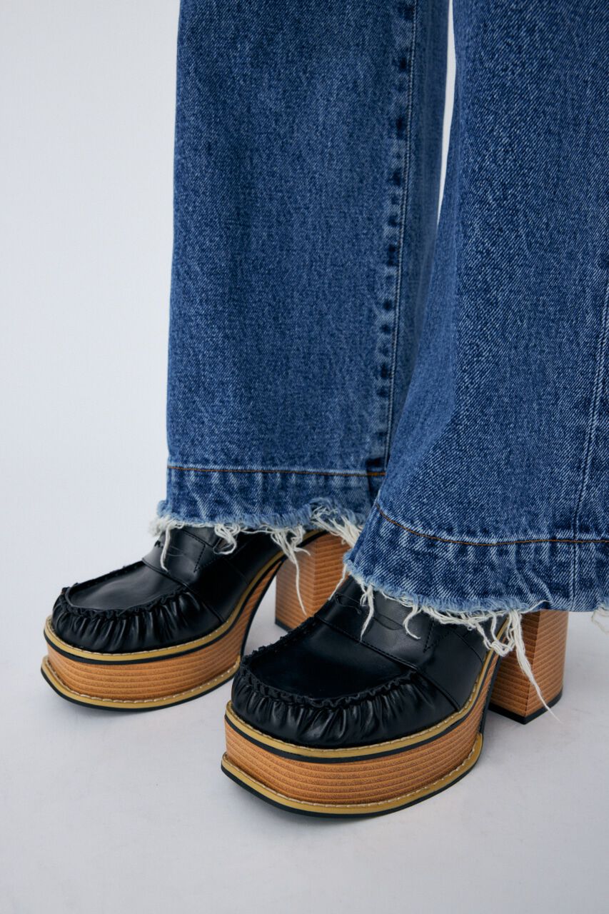 MOUSSY「PLATFORM SQUARE ローファー」|ローファー|BLK