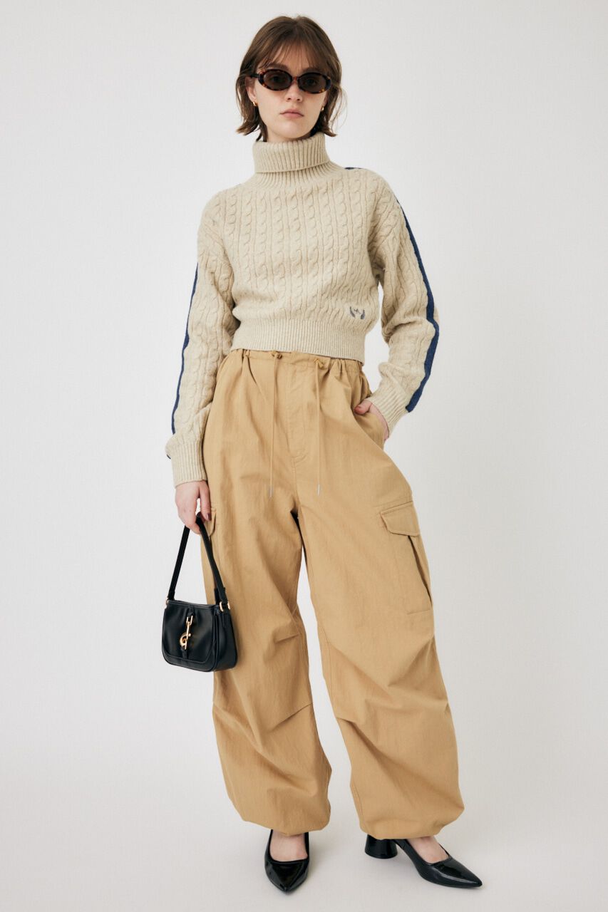 MOUSSY「LINE SLEEVE CABLE KNIT トップス」|ニット・セーター|