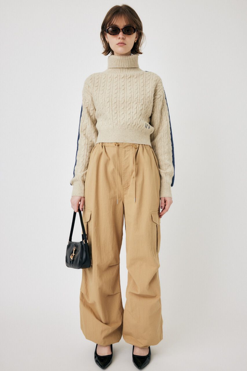 MOUSSY「LINE SLEEVE CABLE KNIT トップス」|ニット・セーター|