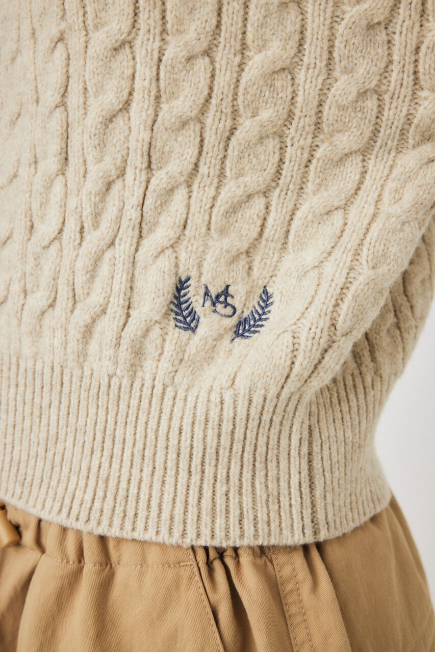 MOUSSY「LINE SLEEVE CABLE KNIT トップス」|ニット・セーター|