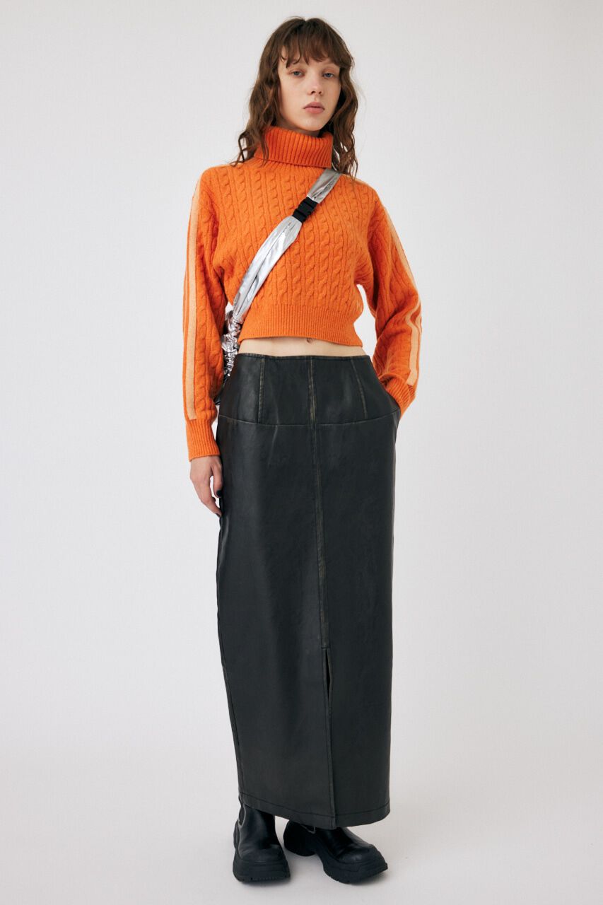 MOUSSY「LINE SLEEVE CABLE KNIT トップス」|ニット・セーター|