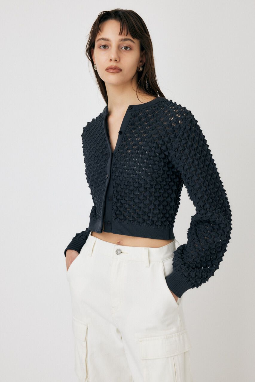MOUSSY「PEAK STITCH KNIT カーディガン」|ニット・セーター|C.GRY