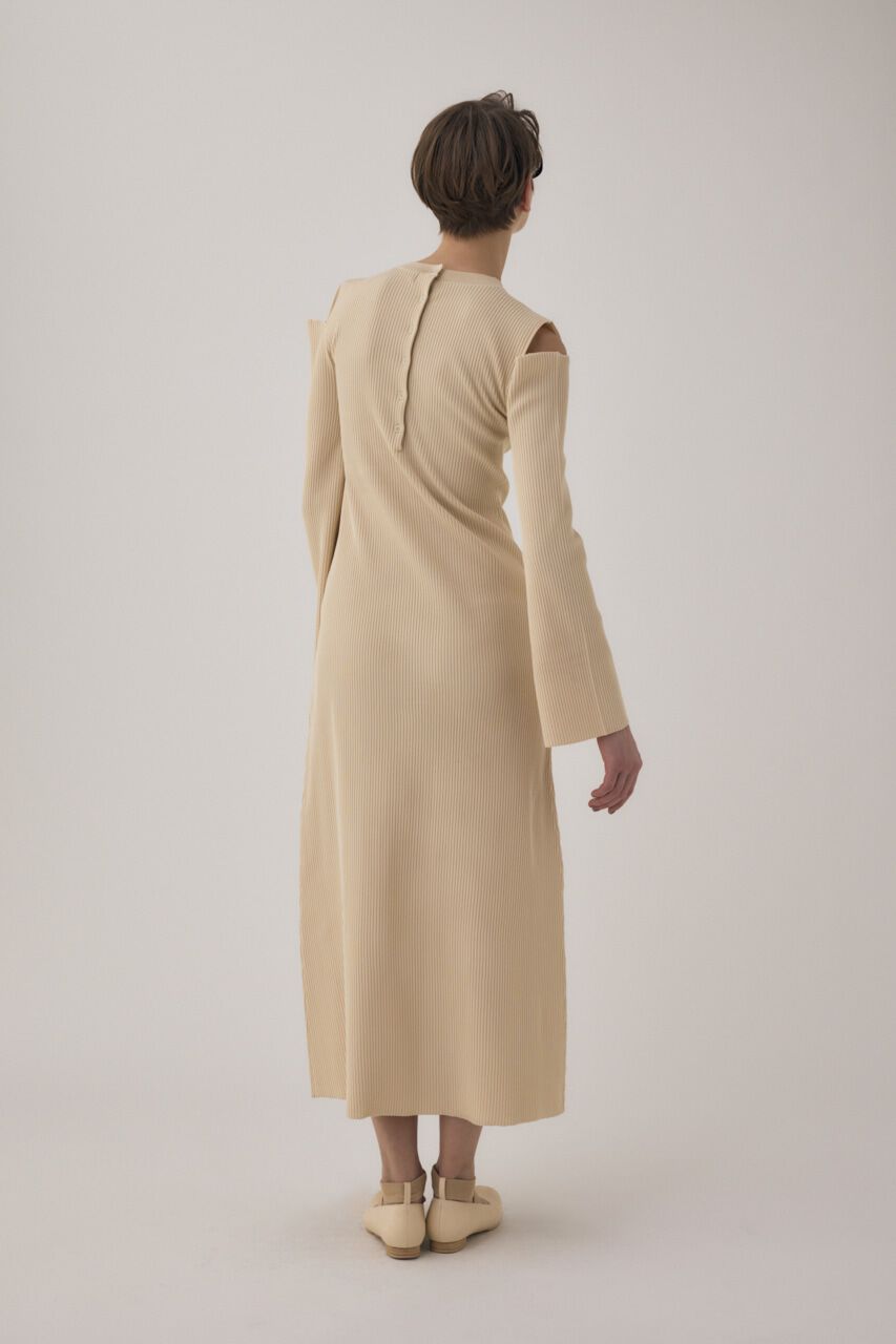 MOUSSY「リサイクルポリエステル使用オープンショルダーニットドレス」|ワンピース|