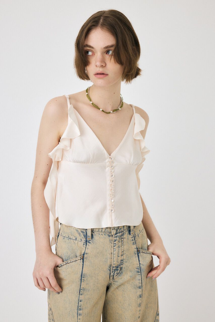 MOUSSY「FRILL STRAP SATIN キャミ」|キャミソール|