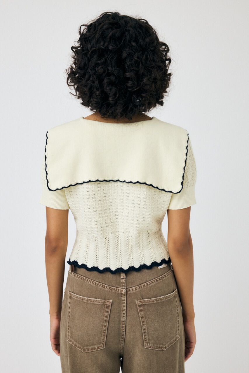 MOUSSY「KNIT LACEWORK COLLAR カーディガン」|ニット・セーター|