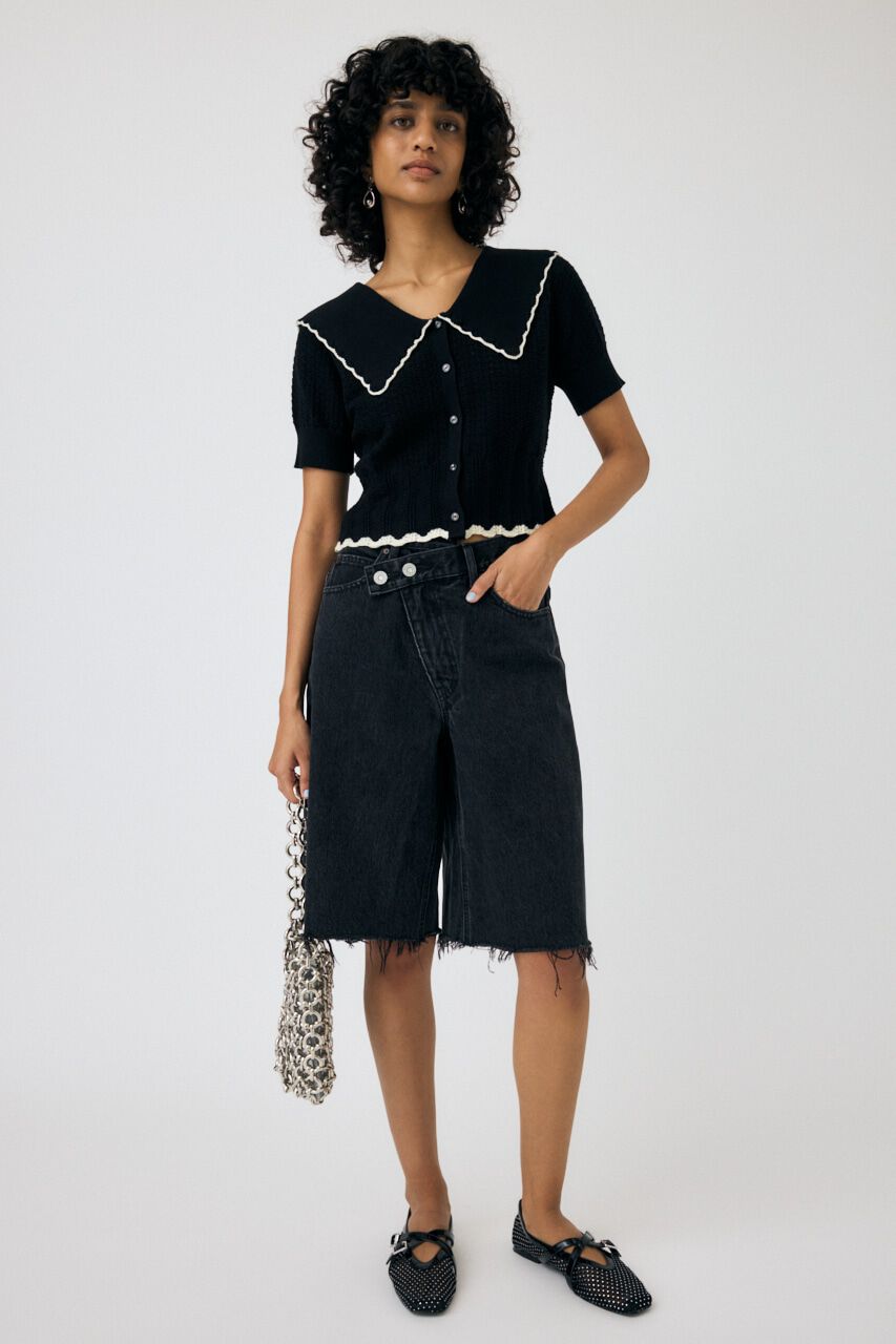 MOUSSY「KNIT LACEWORK COLLAR カーディガン」|ニット・セーター|