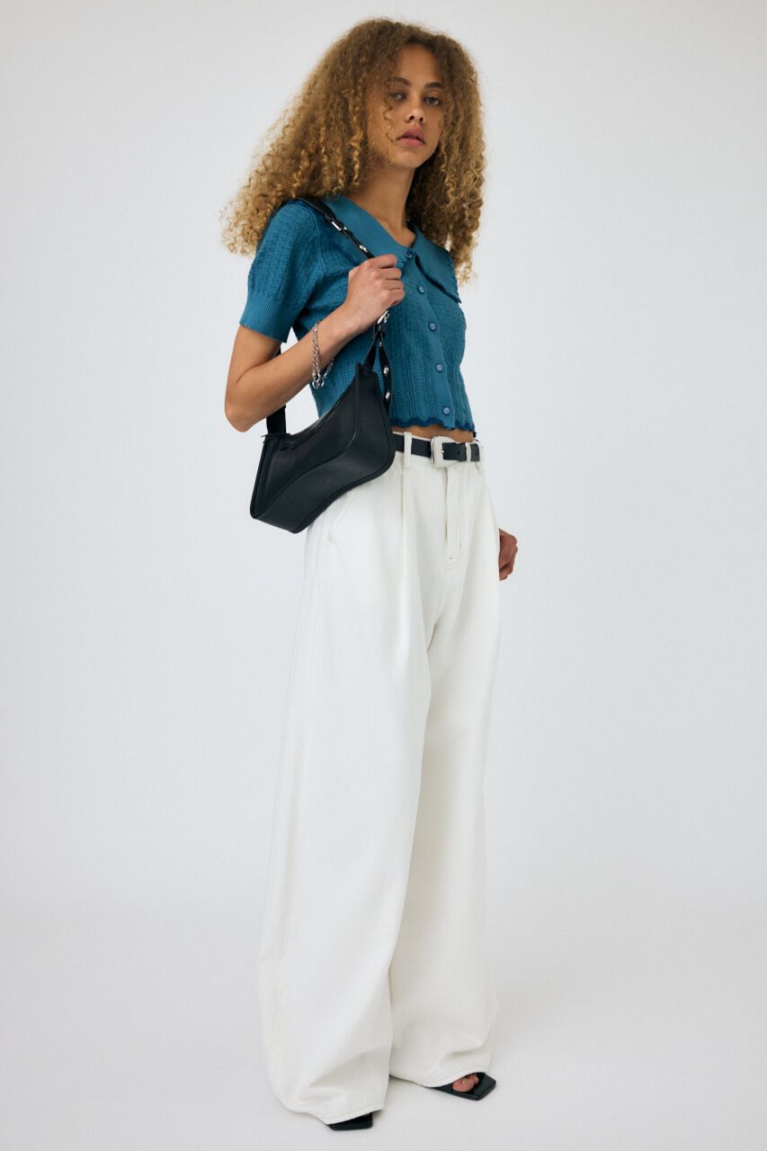 MOUSSY「KNIT LACEWORK COLLAR カーディガン」|ニット・セーター|