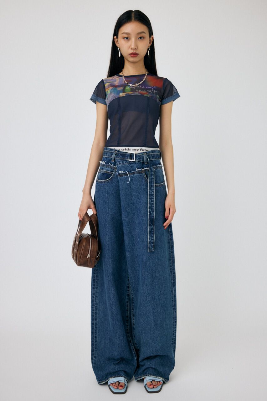 MOUSSY「SHEER SWITCHING プリントTシャツ」|Tシャツ・カットソー|