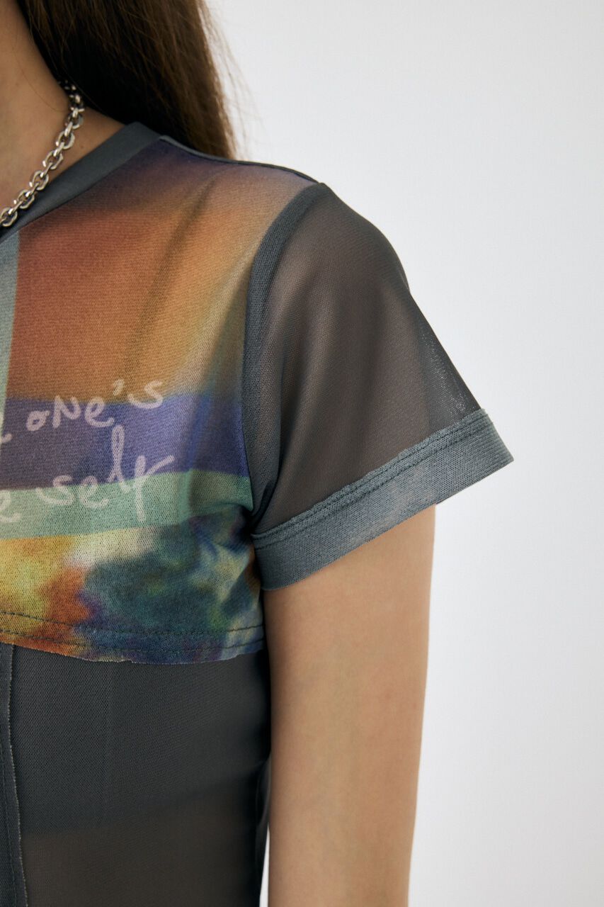 MOUSSY「SHEER SWITCHING プリントTシャツ」|Tシャツ・カットソー|