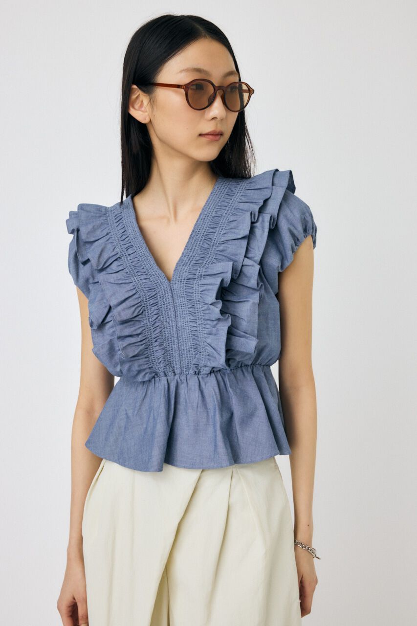 MOUSSY「SHOULDER フリルブラウス」|シャツ・ブラウス|
